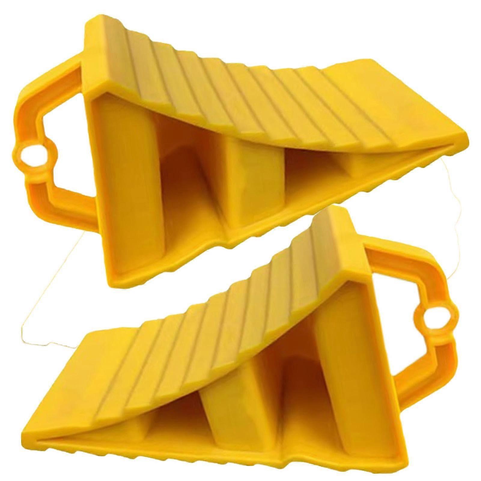 Wheel Chocks 2-Pack With Handles, Non-Slip Ribbed Wedges, Tyre Protectors, Brake Stoppers For Trailers