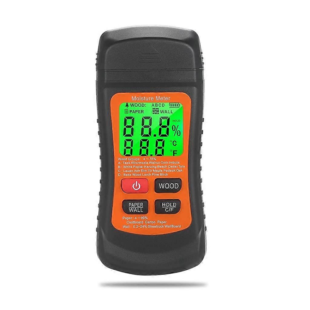 Wood Moisture Meter LCD Digital Humidity Tester with Green Backlight, Pin-Type Water Leak and Moisture Detector for Walls