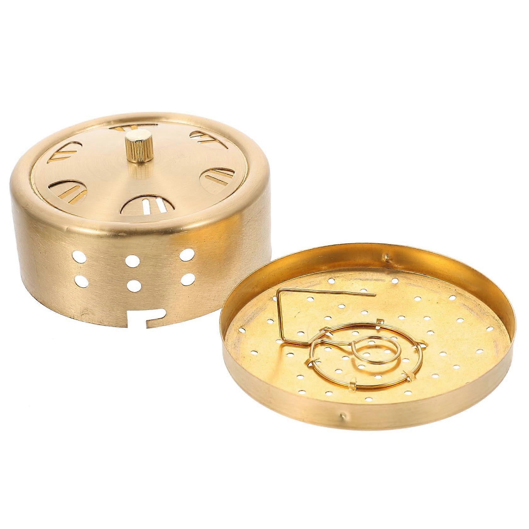 Smokeless Moxibustion Box Portable Burner Moxa Stick Stand Golden Copper Massager For Home Use