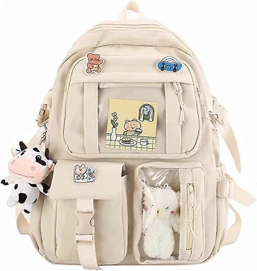 Beige Bear Backpack - Large Capacity School Bag