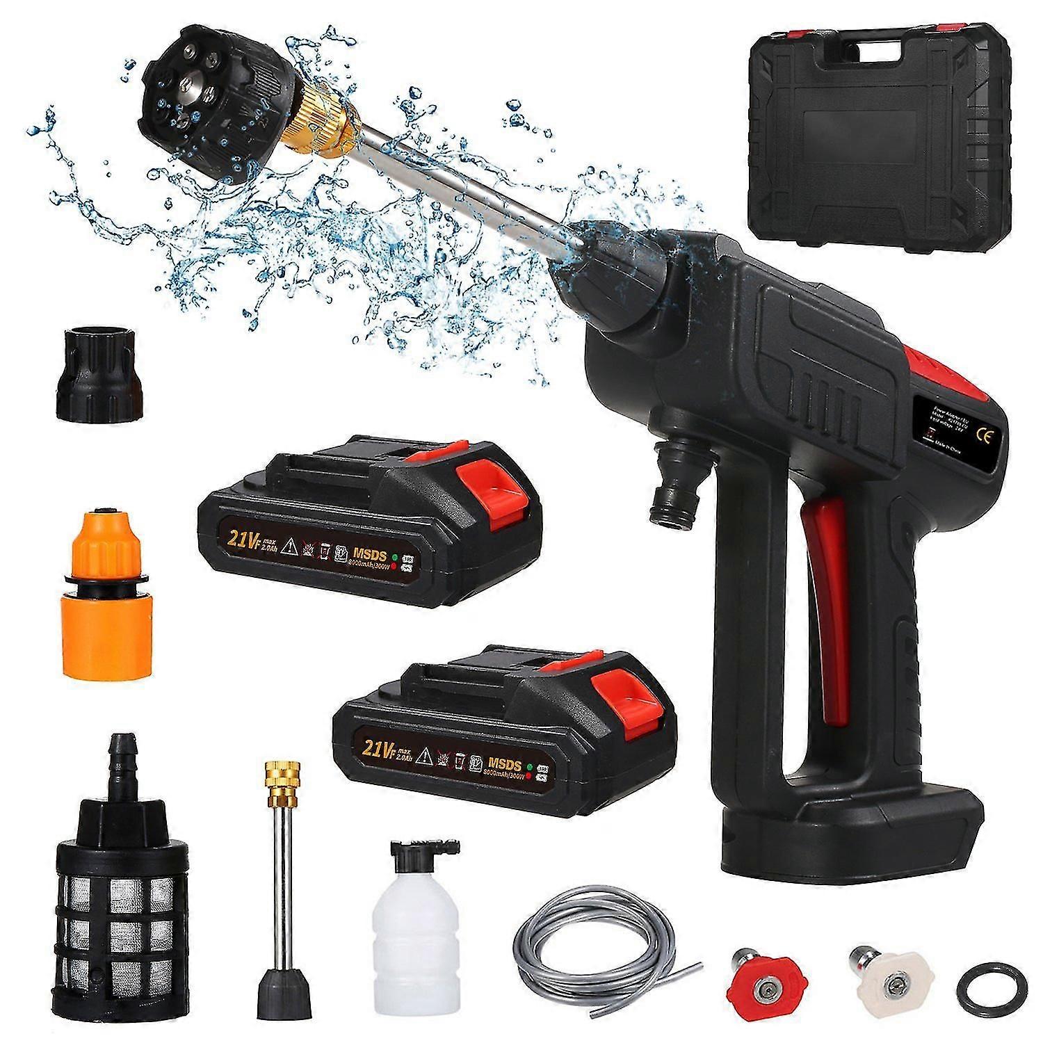​60 Bar 300W Cordless Power Washer Rechargeable Battery 6-in-1 Spray Nozzle Portable High Pressure Cleaner​