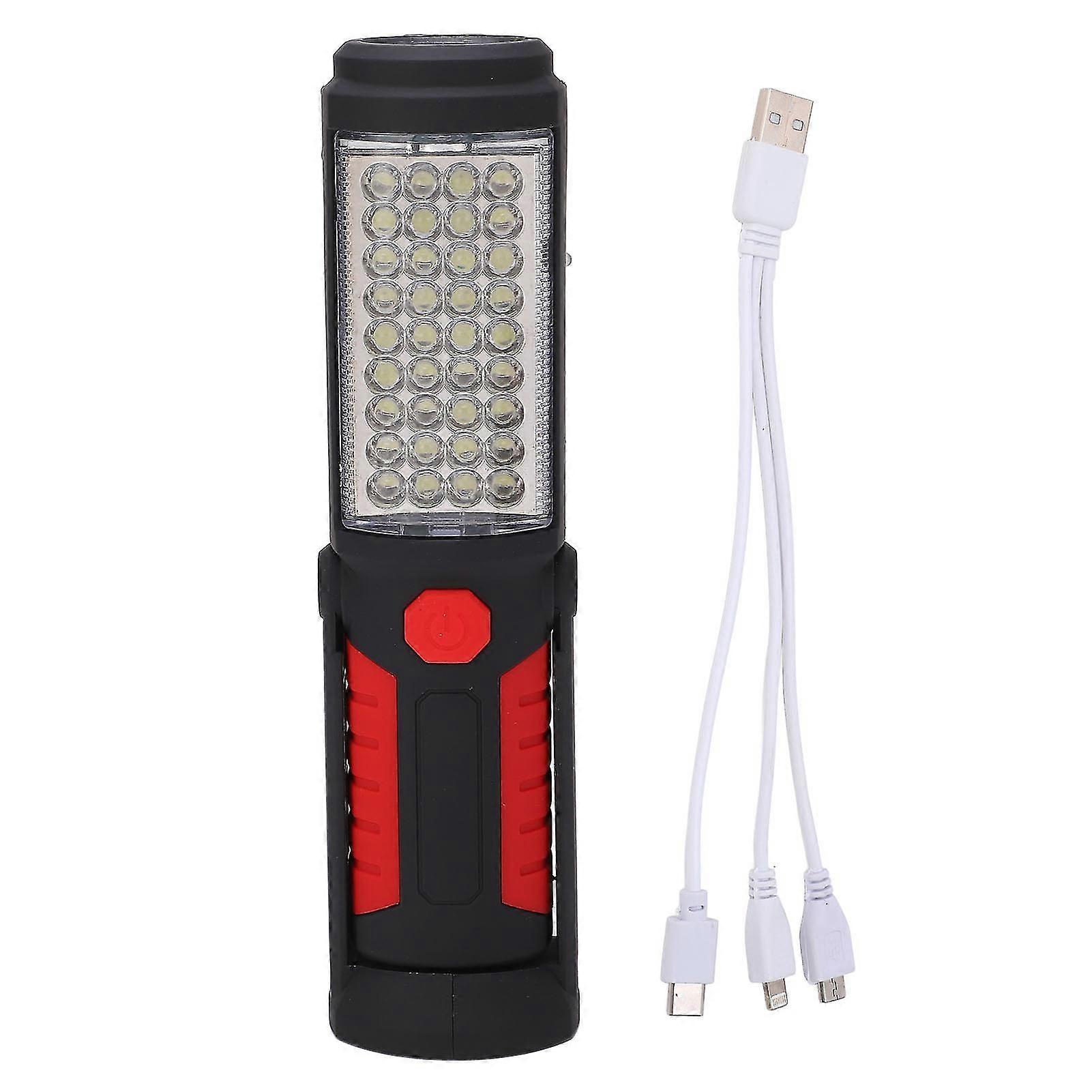 USB Rechargeable LED Work Light, Magnetic Stand, 2 Lighting Modes, Red