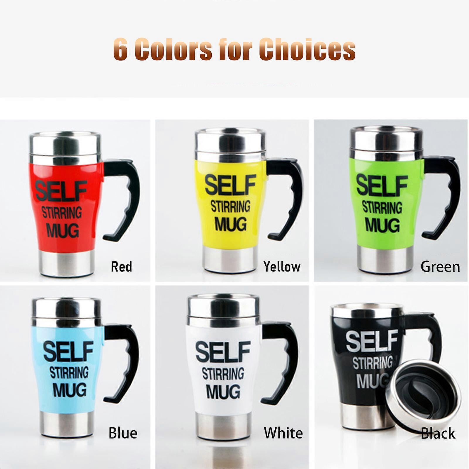350mL Stainless Steel Self Stirring Coffee Mug with Lid - Multiple Colors
