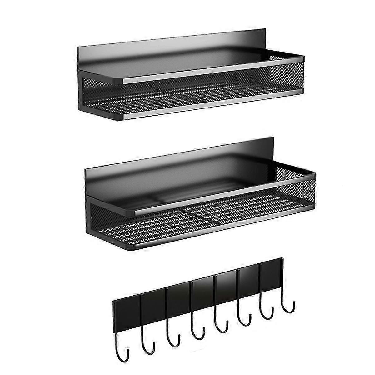 Magnetic Refrigerator Organizer with Strong Magnetic Spice Rack and Shelf for Fridge Storage