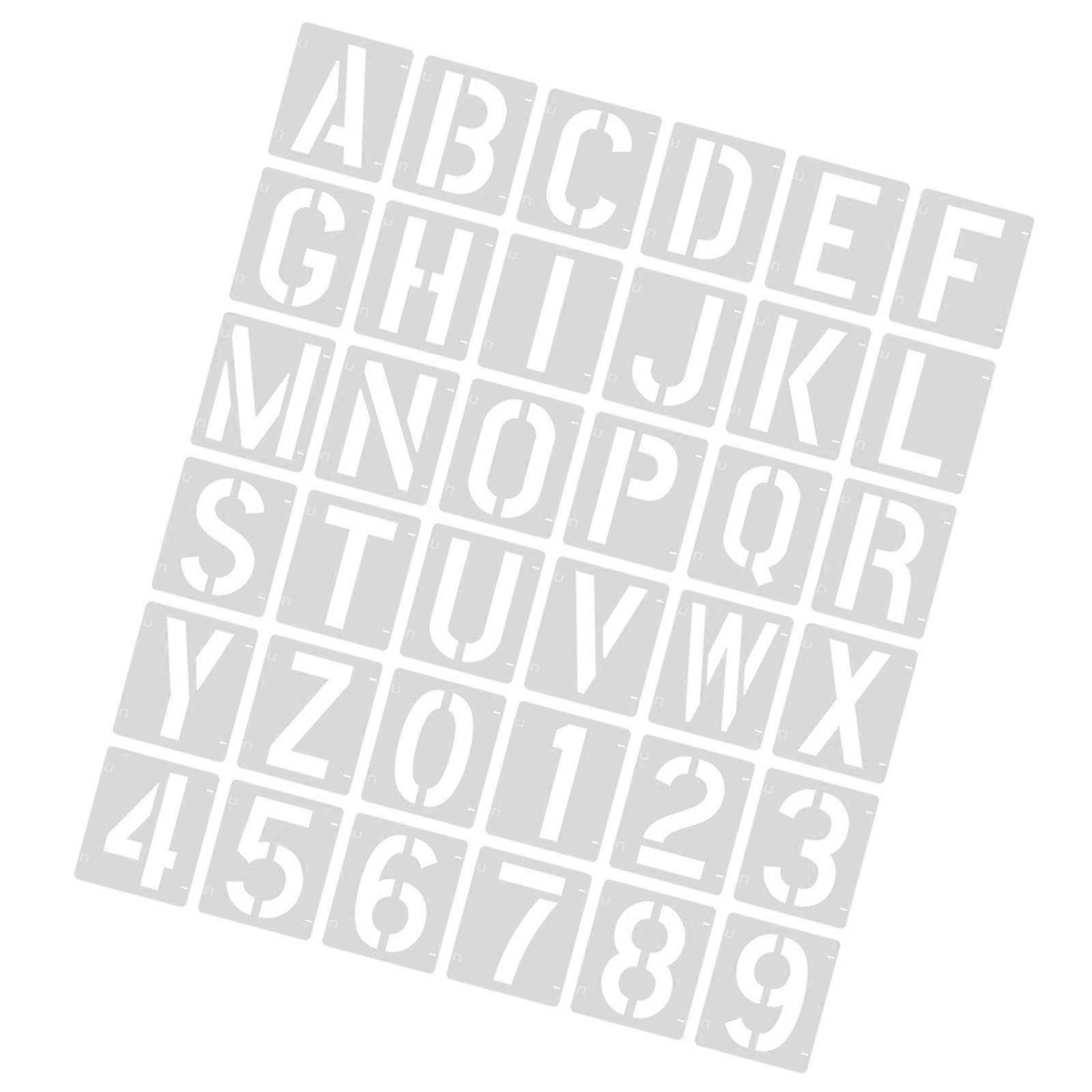 36Pcs Reusable PET Stencils 10x12cm Number and Letter Drawing Templates for Wall Decoration Wood Sign Art Craft Project Multicolor
