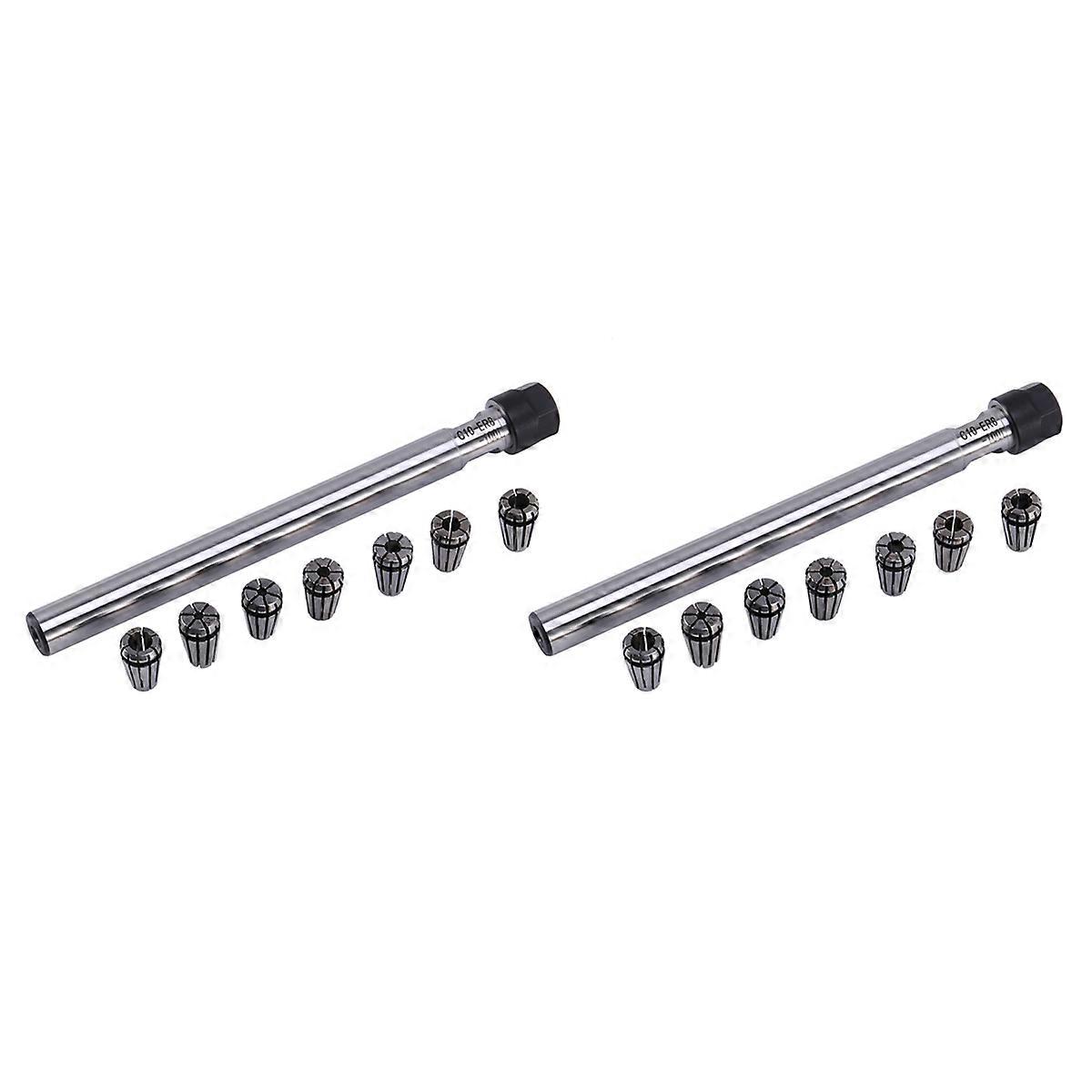 2X C10 Er8A 100L Collet Chuck Holder + 14Pcs Precision Er8 Spring Collet Set