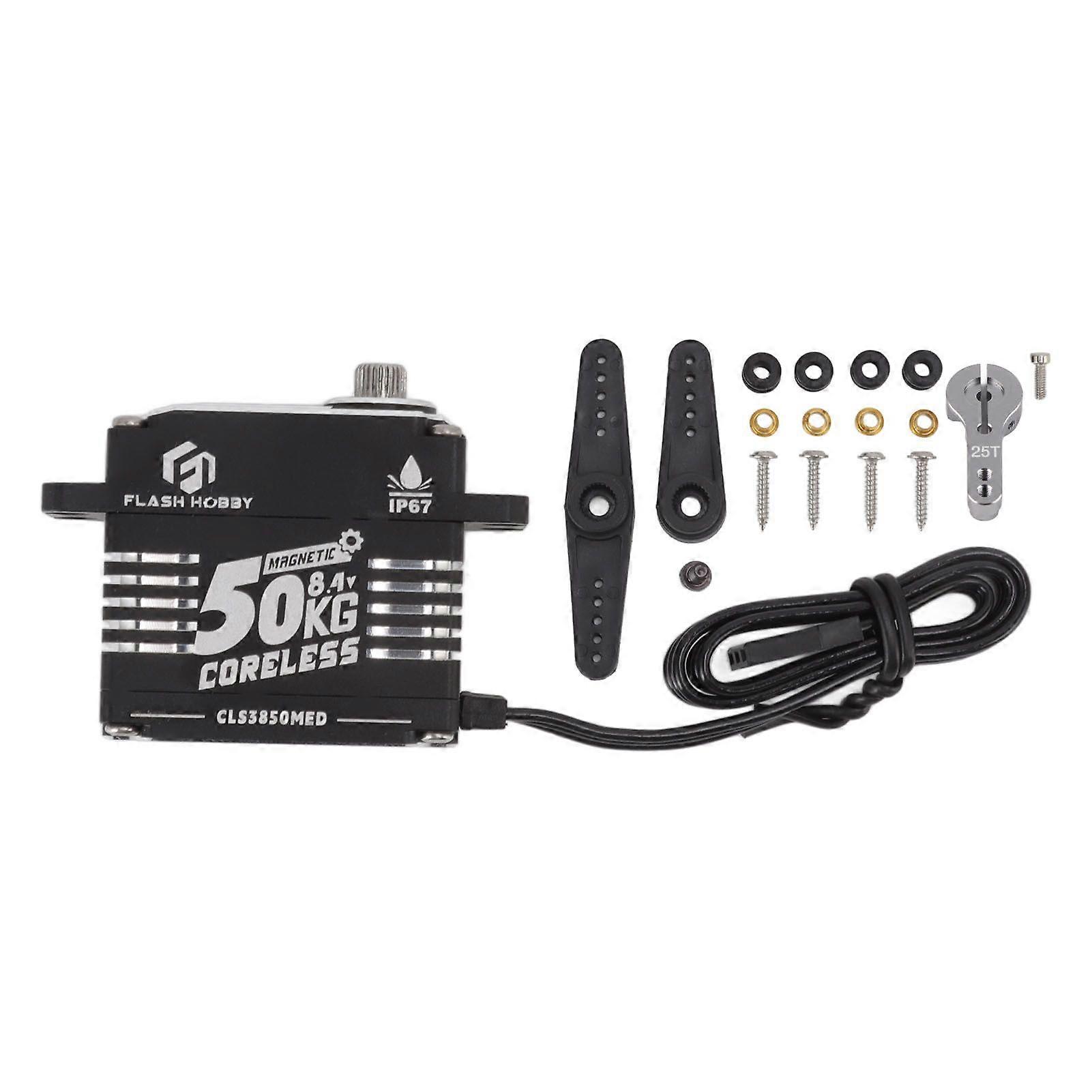 FLASH HOBBY Coreless Servo High Torsion 50KG Programmierbares wasserdichtes RC-Getriebe-Lenkservo für Roboter 360 (5)