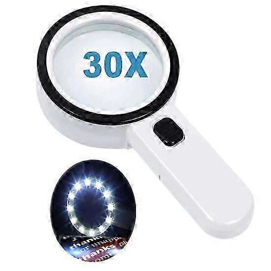 Magnifying Glass with 12 LED Lights, 30X Double Glass Lens Handheld...