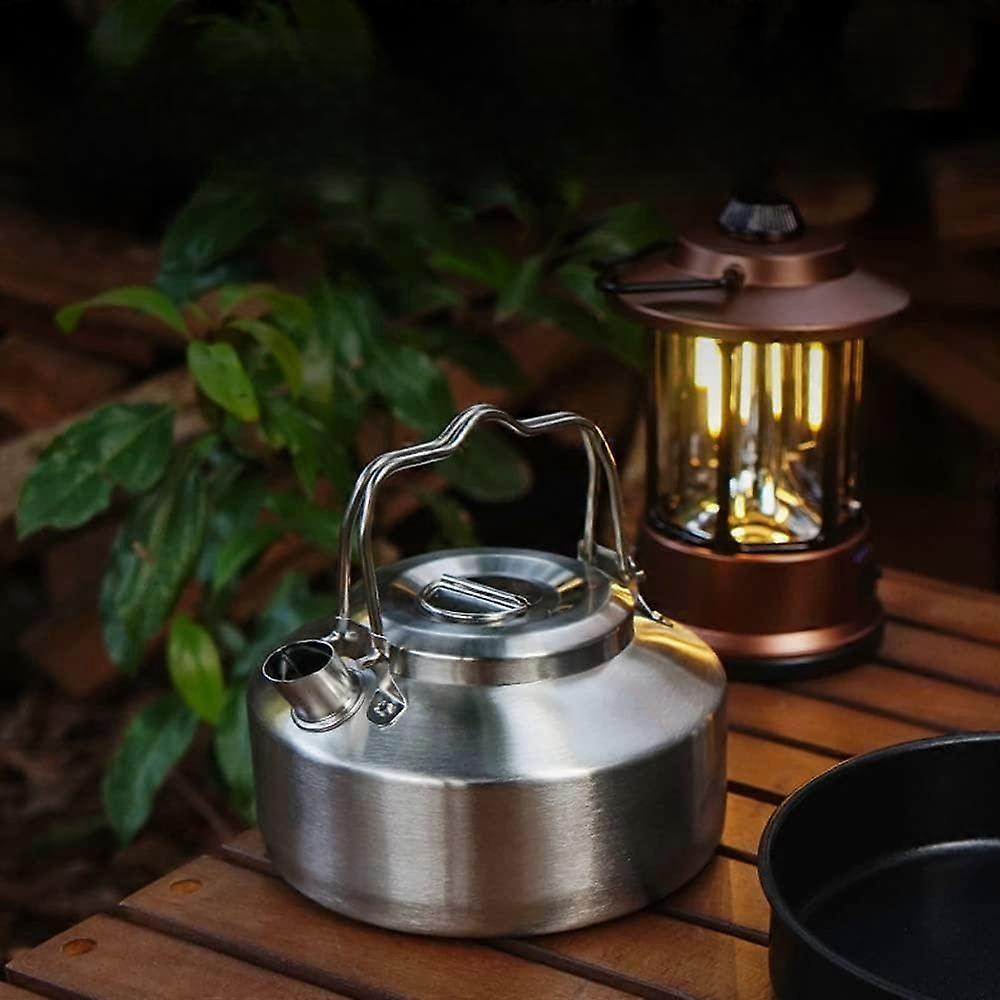 Stainless Steel Kettle Portable Camping 900ml With Locking Handle For Camping And Picnic Teapot Cooking Accessory