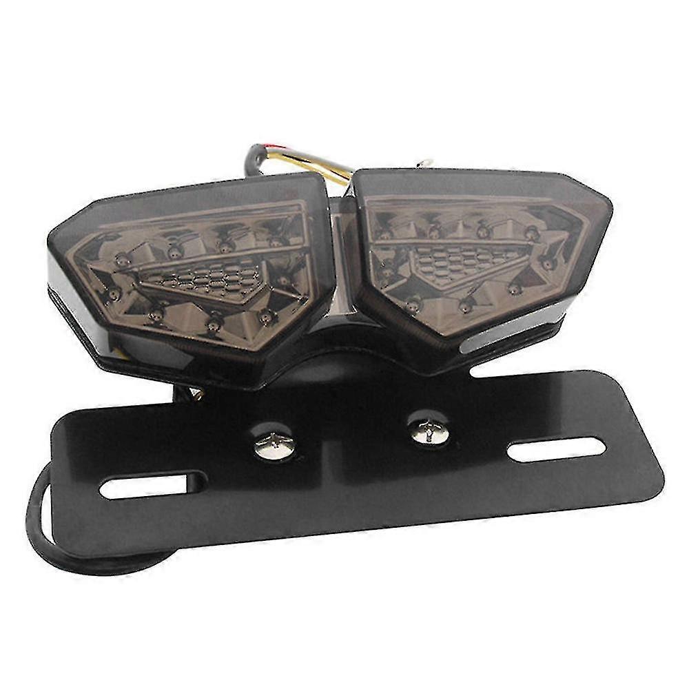 Integrated motorcycle lights, smoked ABS + metal material, 12V multi-function