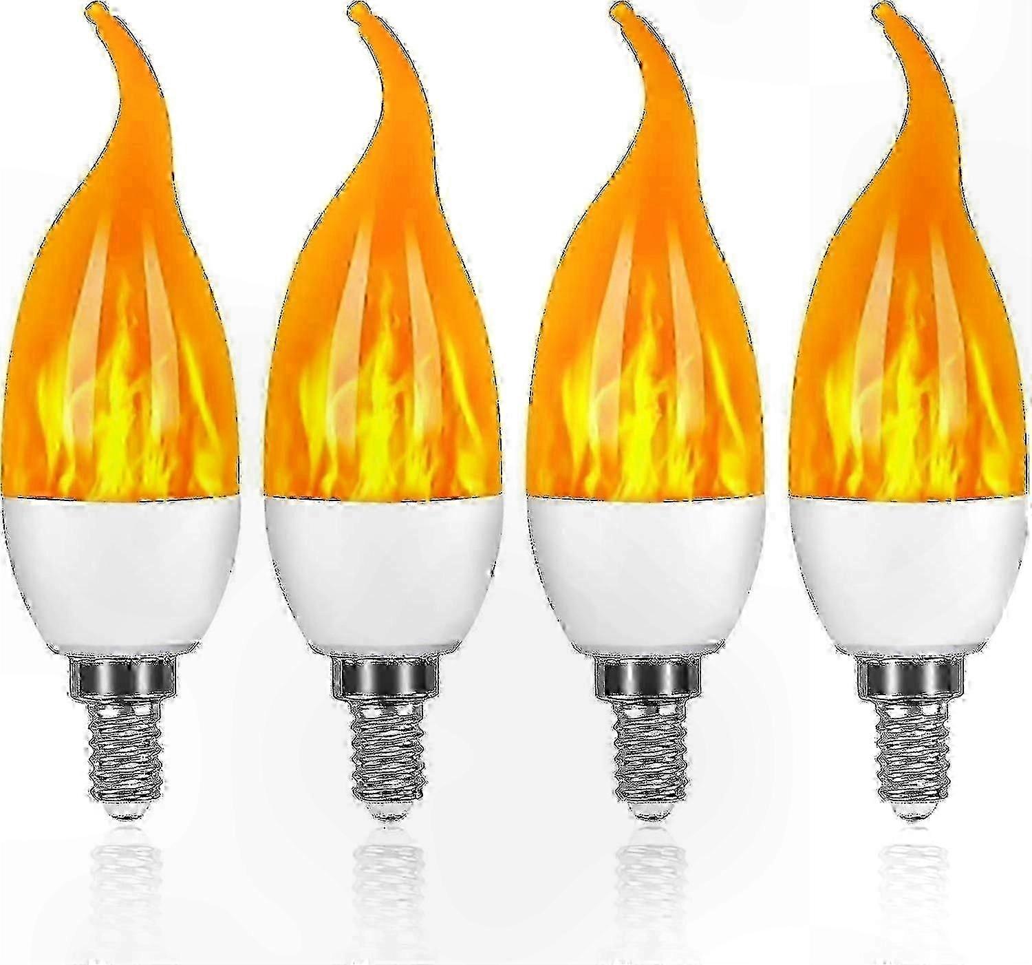 Flame Effect E14 LED Bulbs, 3W, 4 Pack, 3 Lighting Modes, Decorative Lighting Solution