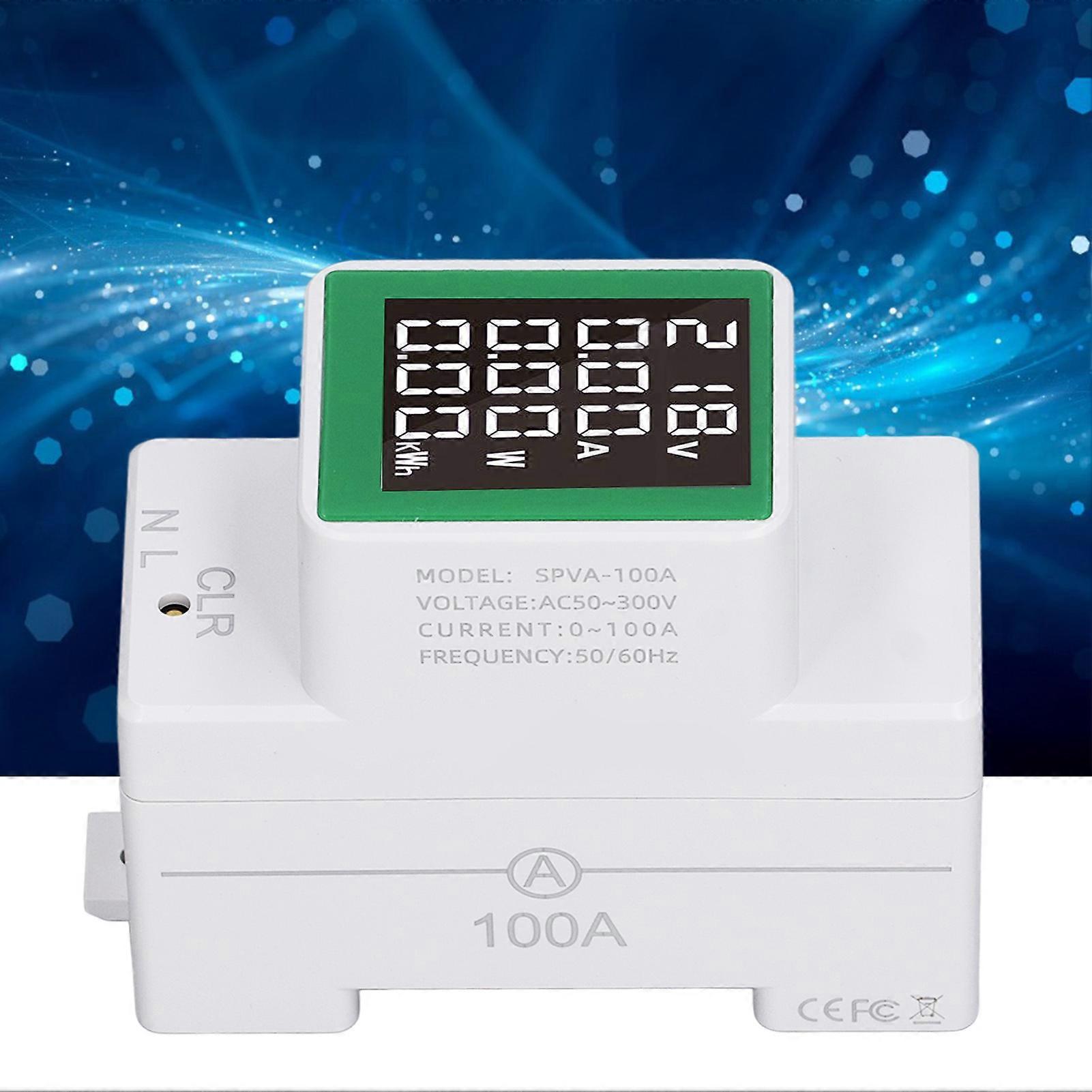 Digital Single Phase Energy Meter AC 50-300V 0-100A Voltmeter