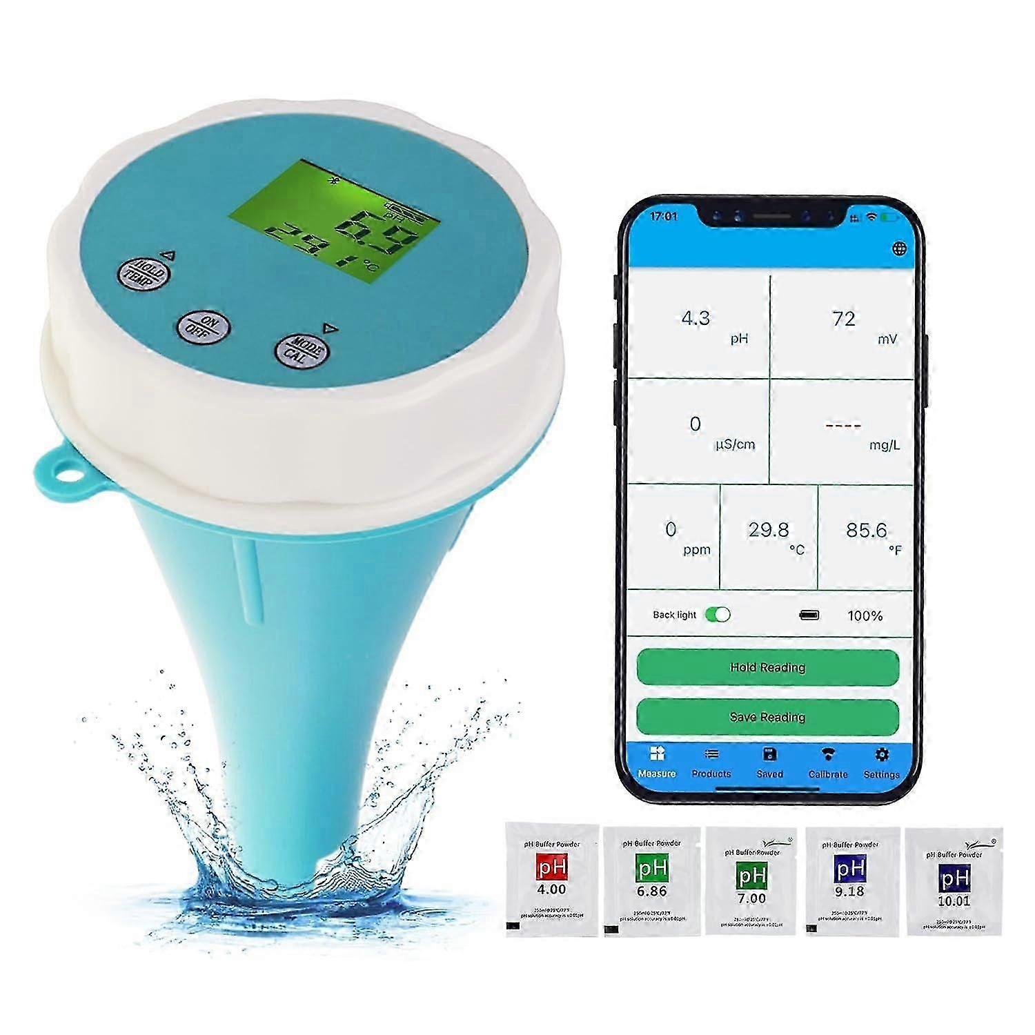 Tester kvality vody v bazéne Ec/slanosť/ph/orp/teplota/chlór Inteligentný monitor bazéna Tester kvality vody v bazénoch a bazénoch