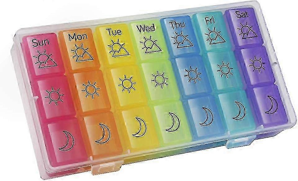 7-Day Portable Pill Organizer with 3-Times-a-Day Reminder Large Compartments and Moisture-Proof Case