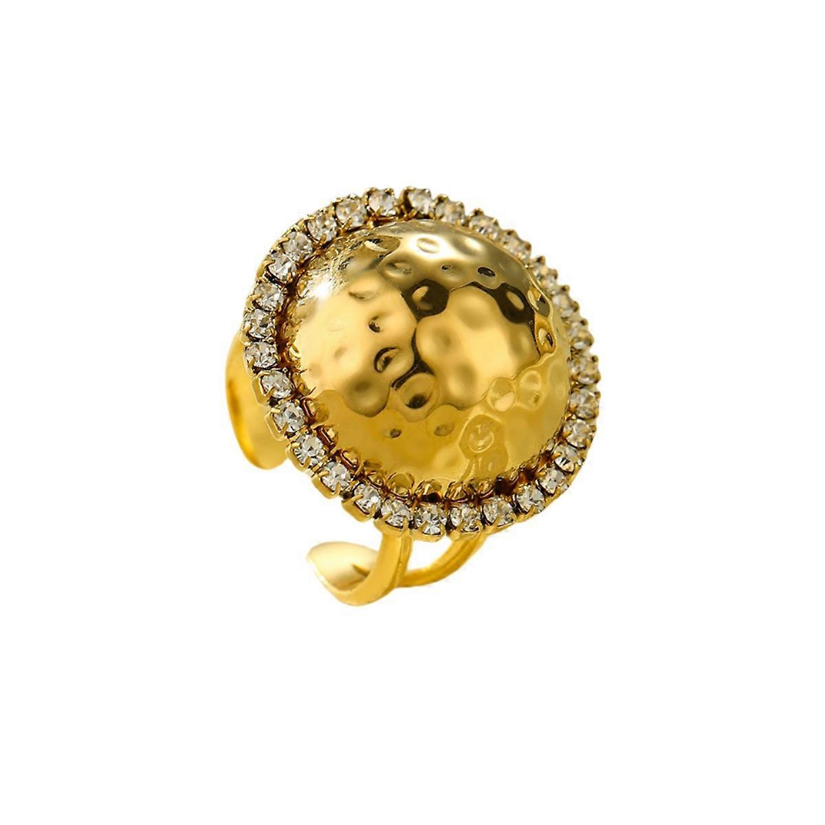 Ring, Titanium Steel Diamond Inlaid Round Design Non-Fading Stylish Versatile