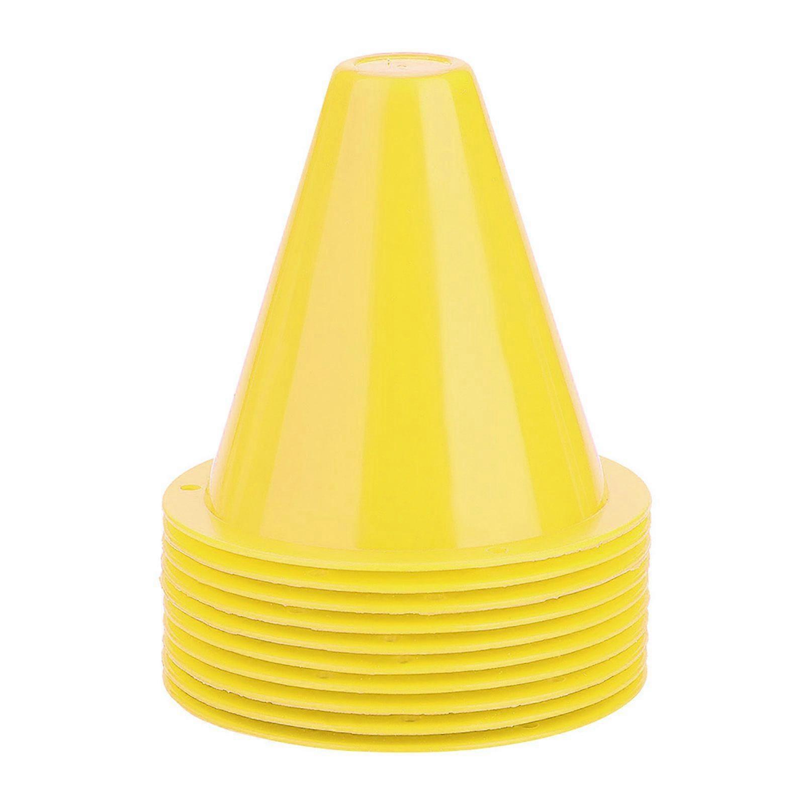 10pcs Soccer Training Cone Football Barriers Plastic Marker Holder Accessory (Yellow)
