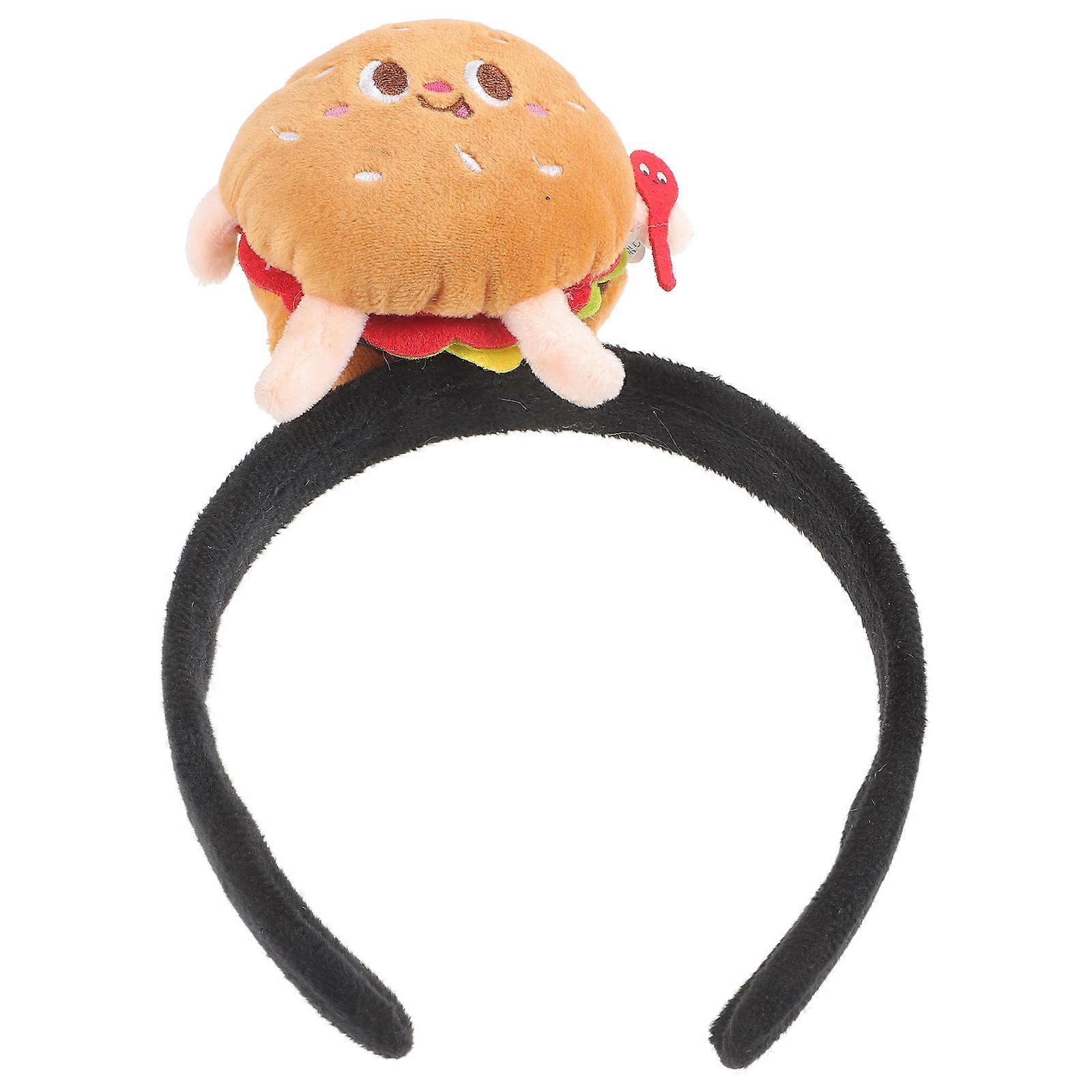 Womens Fabric Headband for Festival Use with 2Pcs Hamburger Design