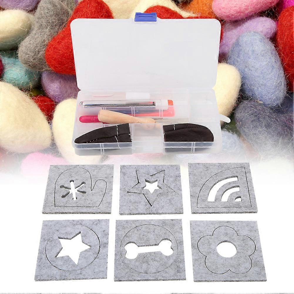 DIY Wool Felting Tool Set with 6 Molds, Scissors, Awl & Glue Kit
