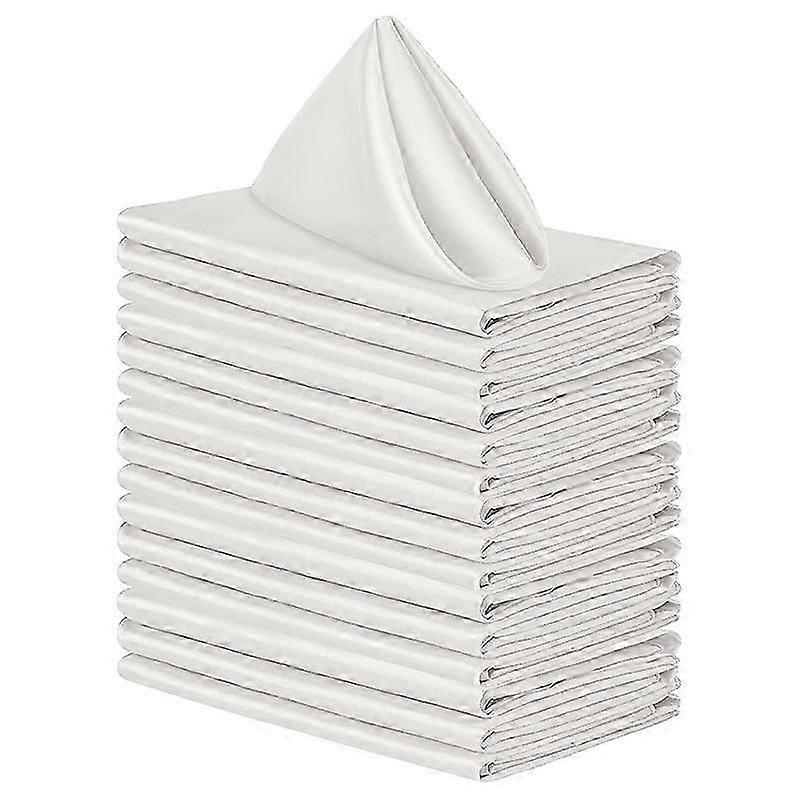 12pcs 12 pouces Cuisine Blanc Tissu Serviettes Coton Mélange Lavable et Réutilisable Table Dîner Serviettes