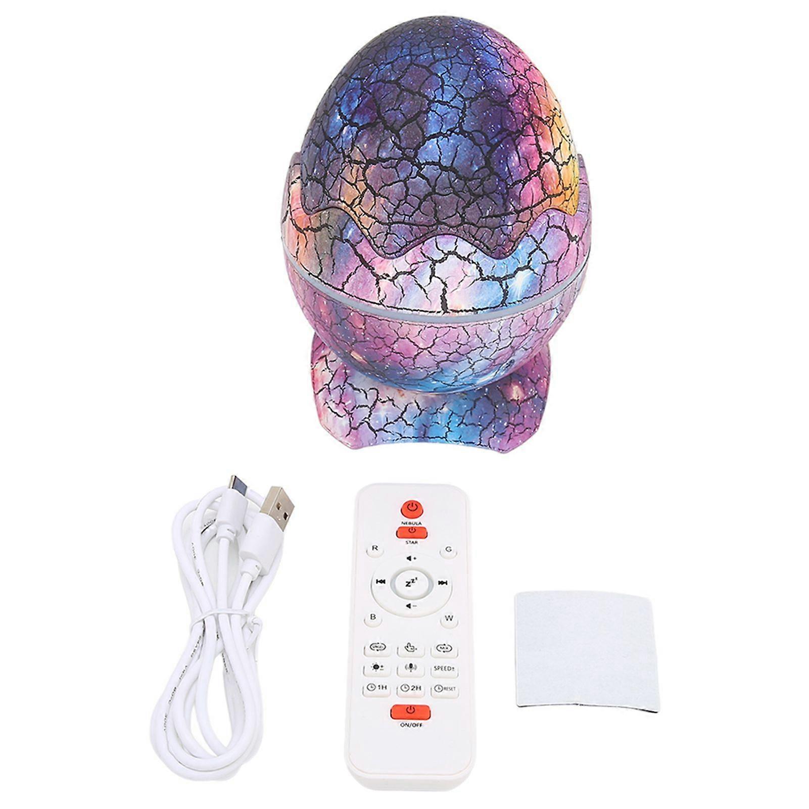 LED Projector Lamp 3D Dinosaur Egg Shape Remote Control Bluetooth Music Projection Light for Bedroom Cafe BarInterstellar Blue