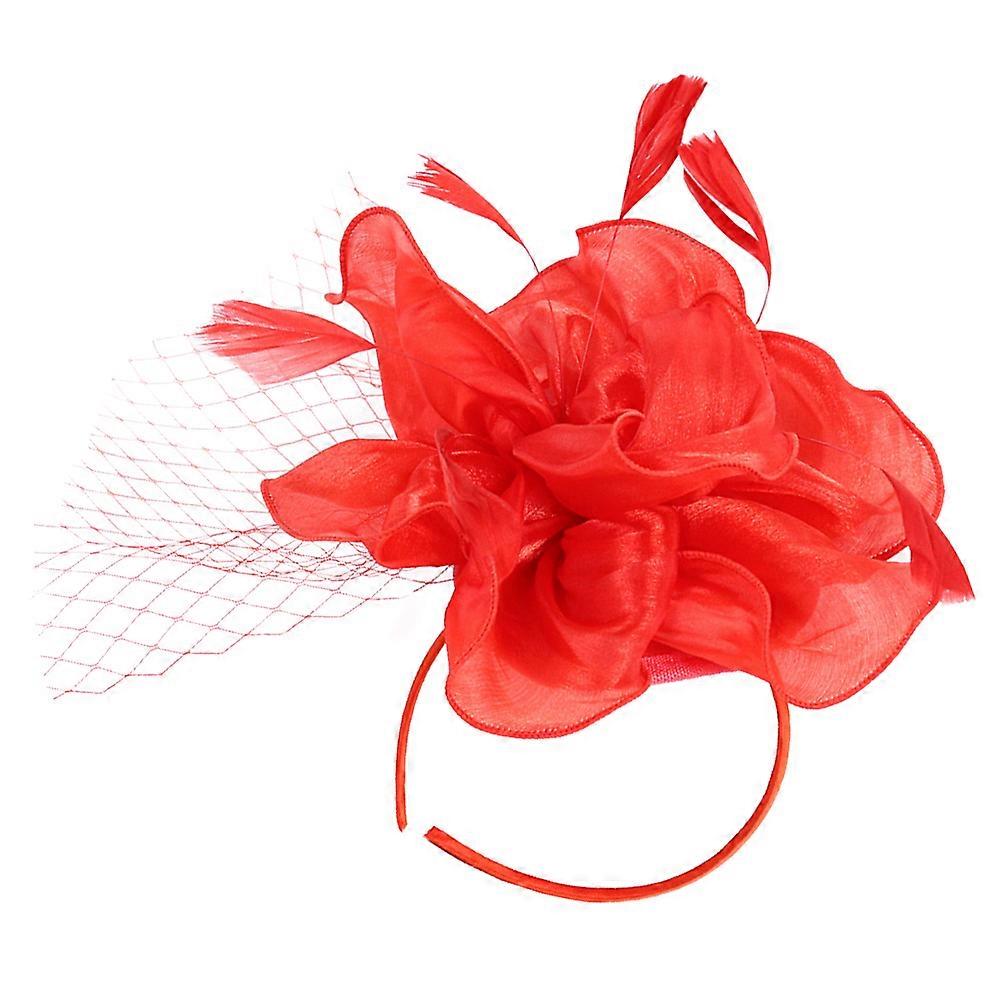 Fascinator Şapka Kırmızı Çiçek Fascinator Kadınlar Çay Partisi için Taç