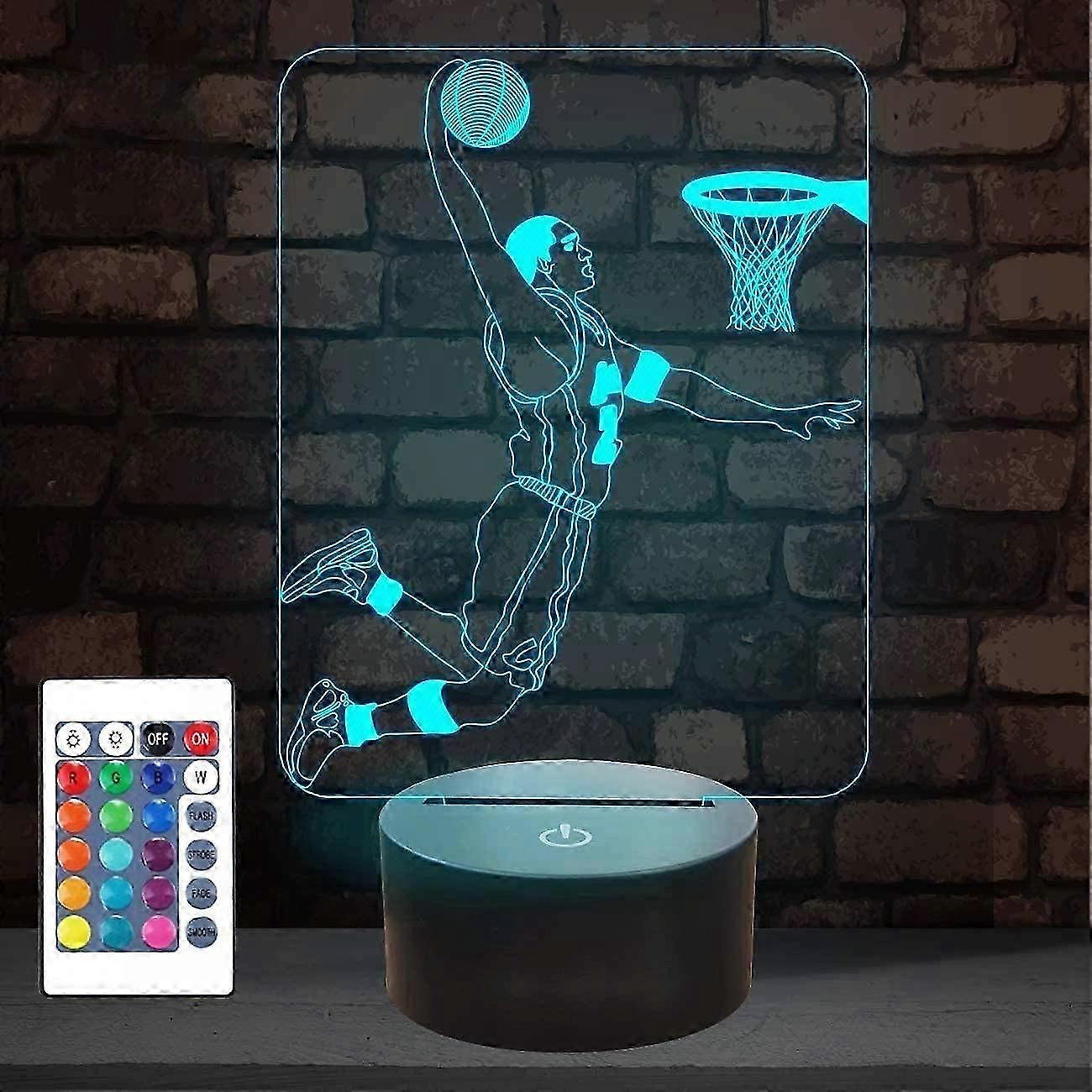Basketball 3D Night Light, Basketball Sport Gifts Bedside Lamp for Xmas Holiday Birthday Gifts for Kids Basketball Fan with Remote Control 16 Colors C