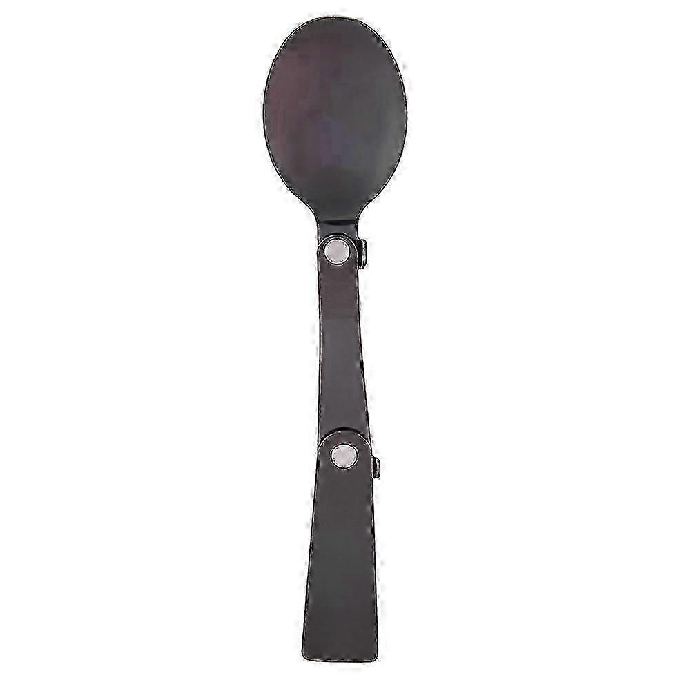 Portable Foldable Stainless Steel Spoon for Camping Picnics (Black)
