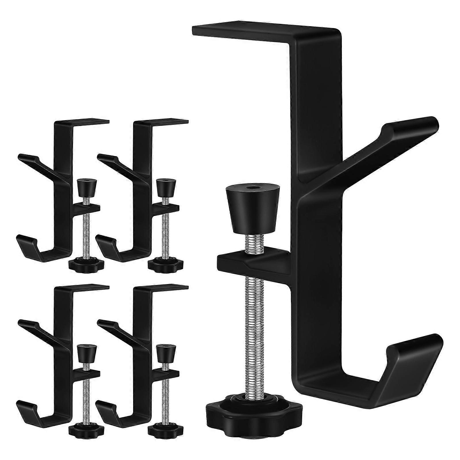 Black Desk Hooks Clamp on for Purse and Backpack Storage 5Pcs