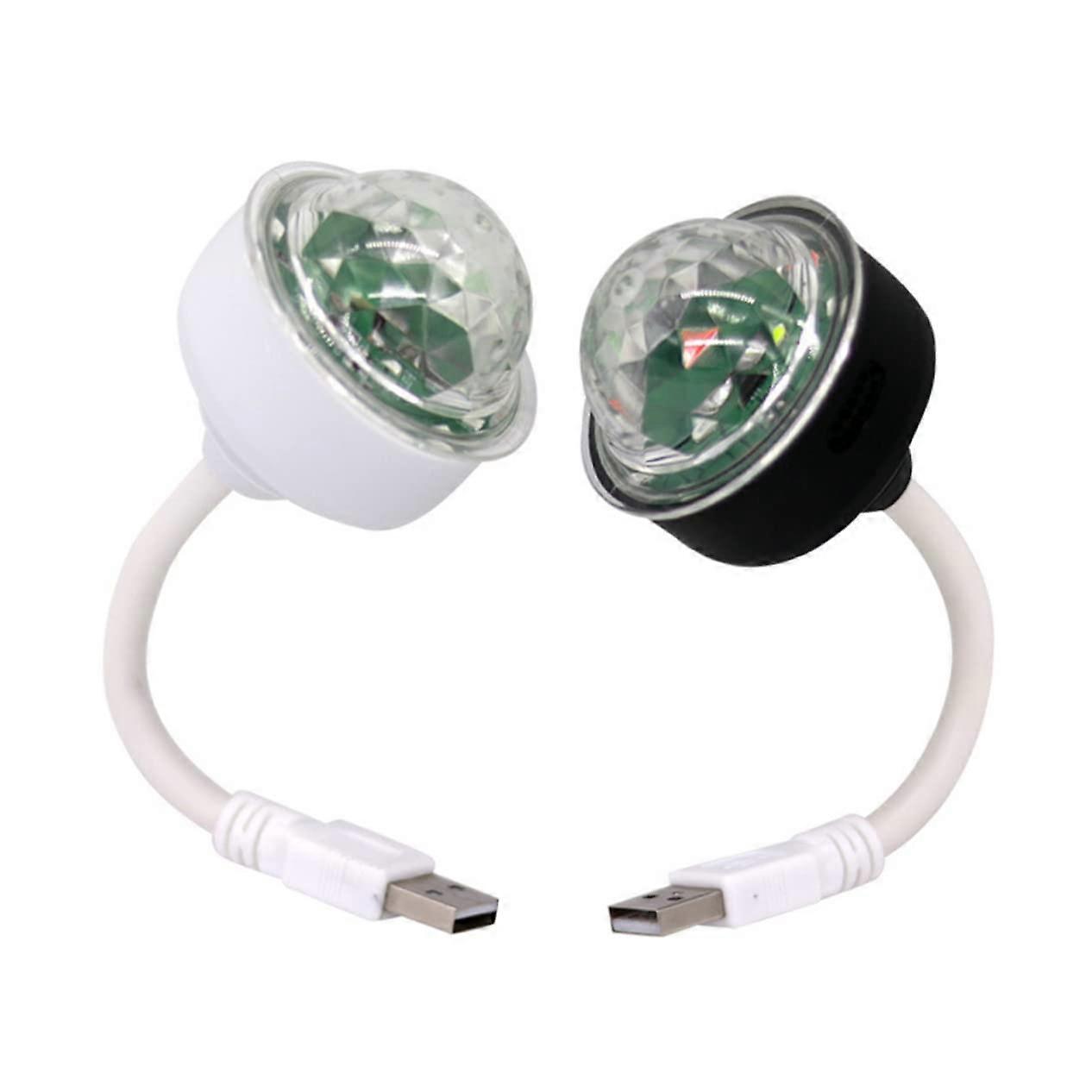 2pcs Color Changing LED Mini Disco Light for Car and Home USB Powered Rotating Lamp for Parties Clubs Celebrations