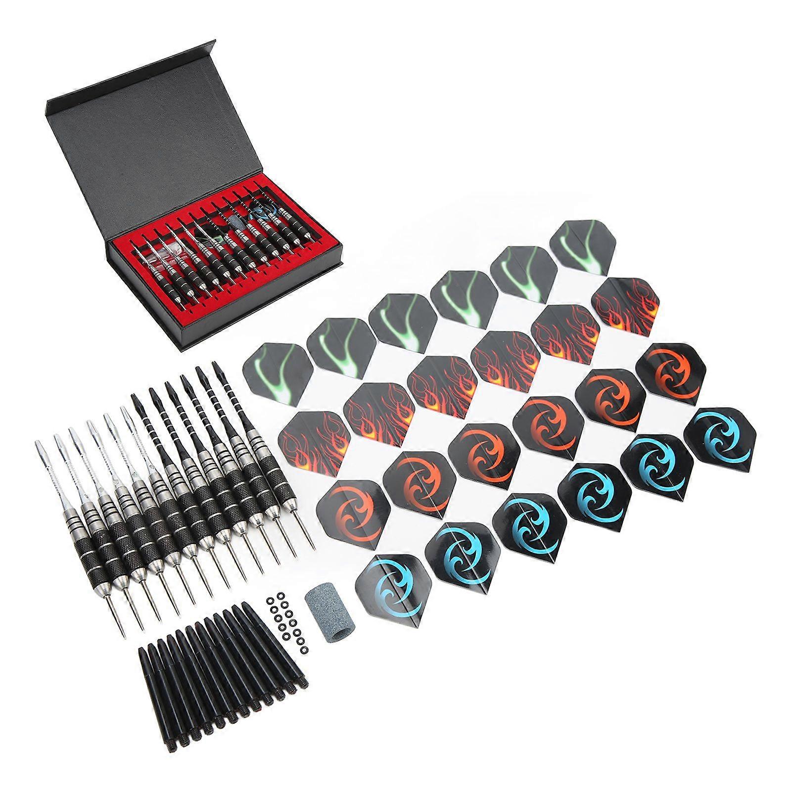 12pcs Darts Set Stainless Steel Tip Exquisite Professional Darts Kit Accessory for Dart Players