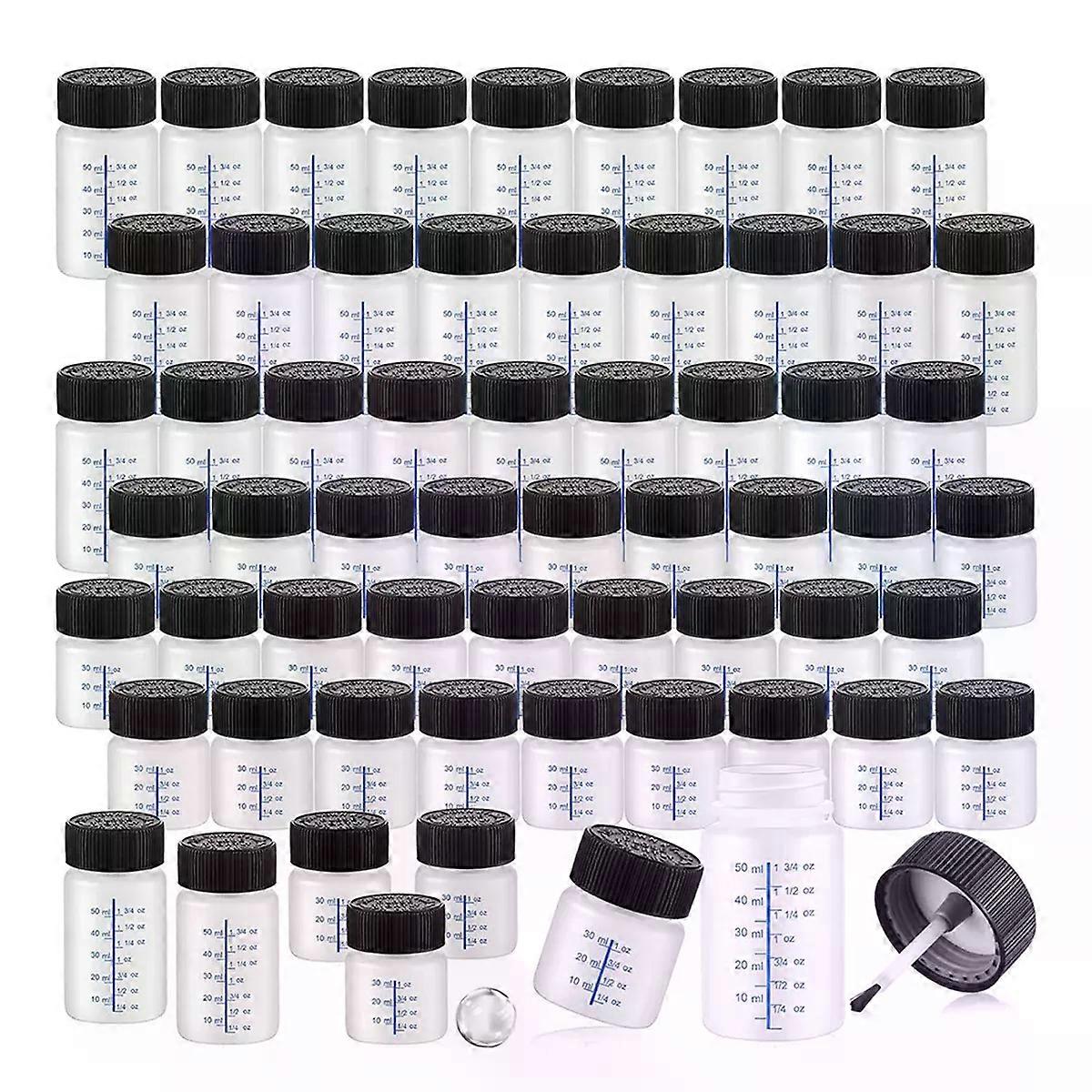 A18Z 60 Pcs Touch Up Paint Bottles with Applicator Brush and Lids 2 Oz and 1 Oz Liquid Capacity Plastic for Fixing Wall Stone