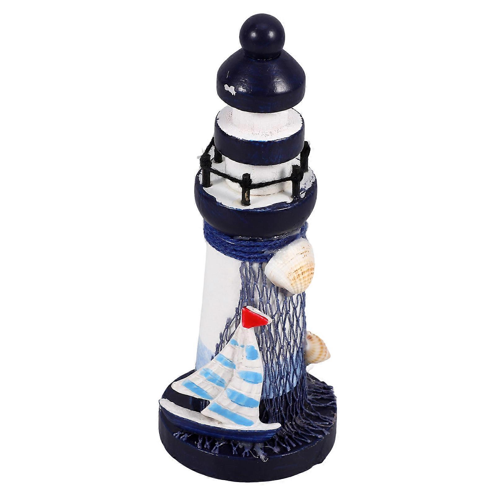 Mediterranean Lighthouse Model Wooden Decor for Home 3Pcs