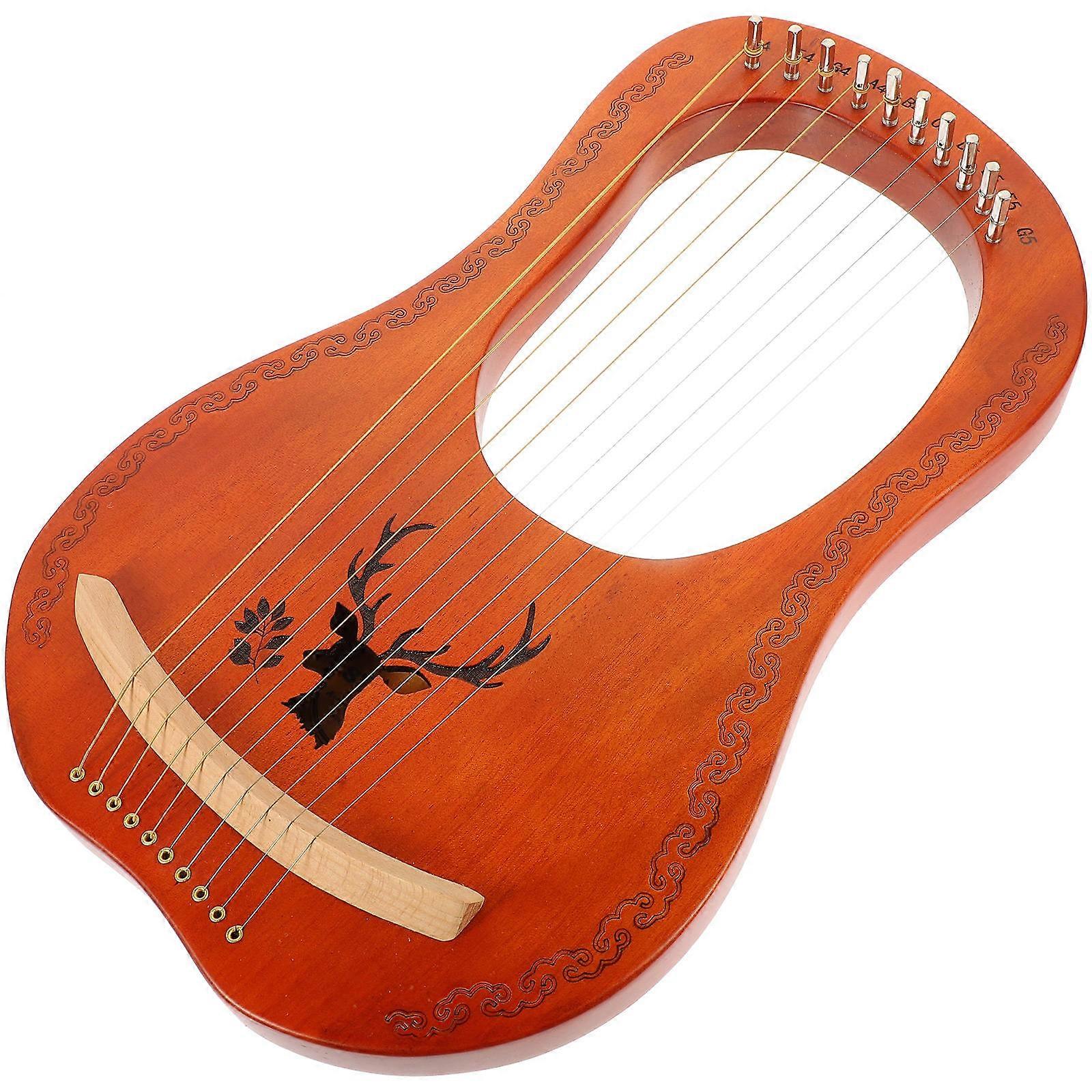 Handheld Lyre Harp Wooden Musical Instrument For Kids 9.4x15.4x3in Simple Design 3 Sets