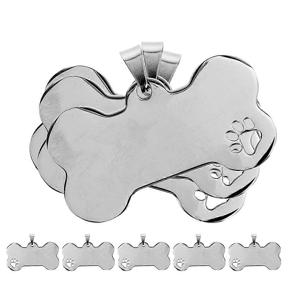 Pet Name Tags Stainless Steel Dog Tag Bone Shape for Engraving 32Pcs Silver