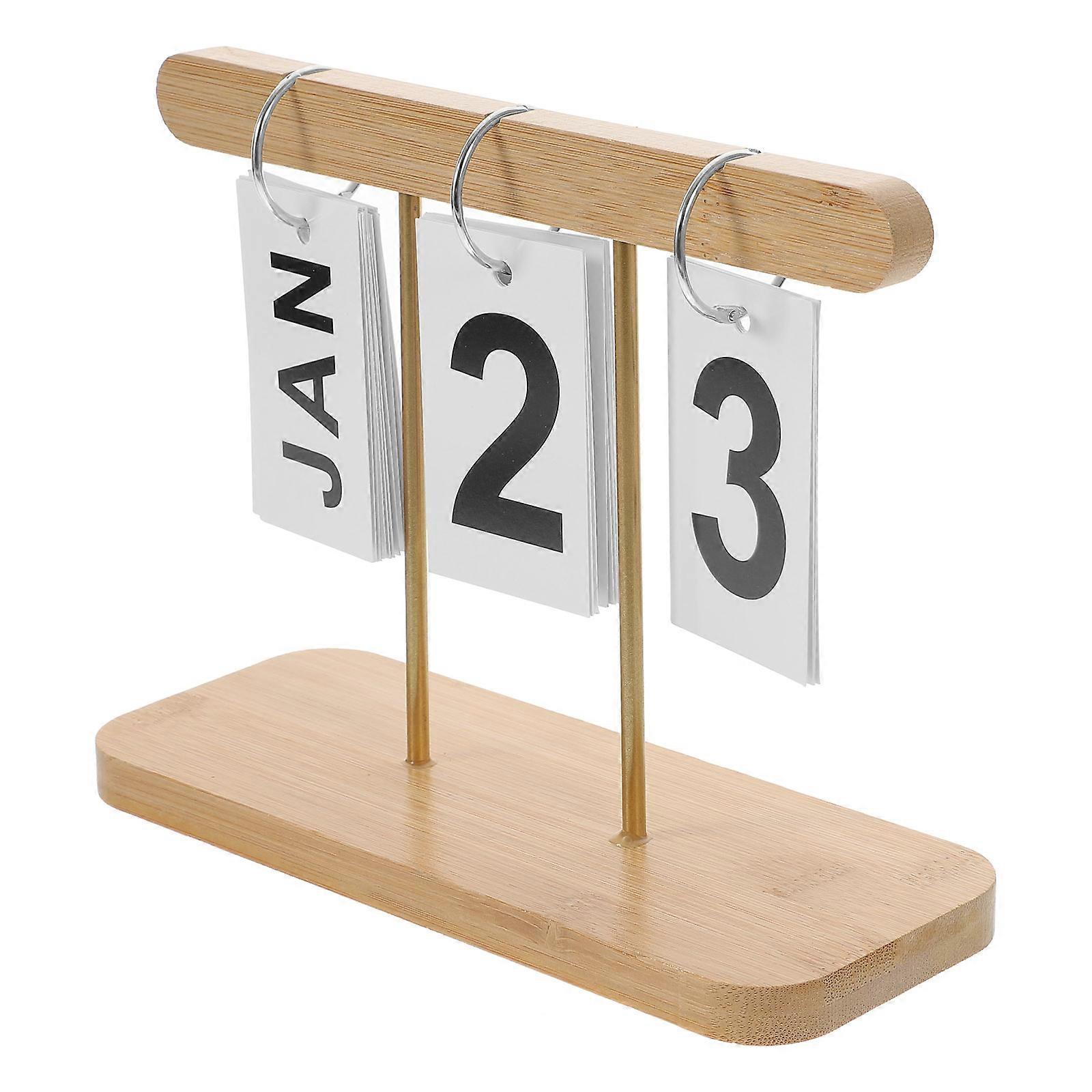 Desk Calendar Rustic Wooden Flip Calendar for Desk 2Pcs with Artistic Design