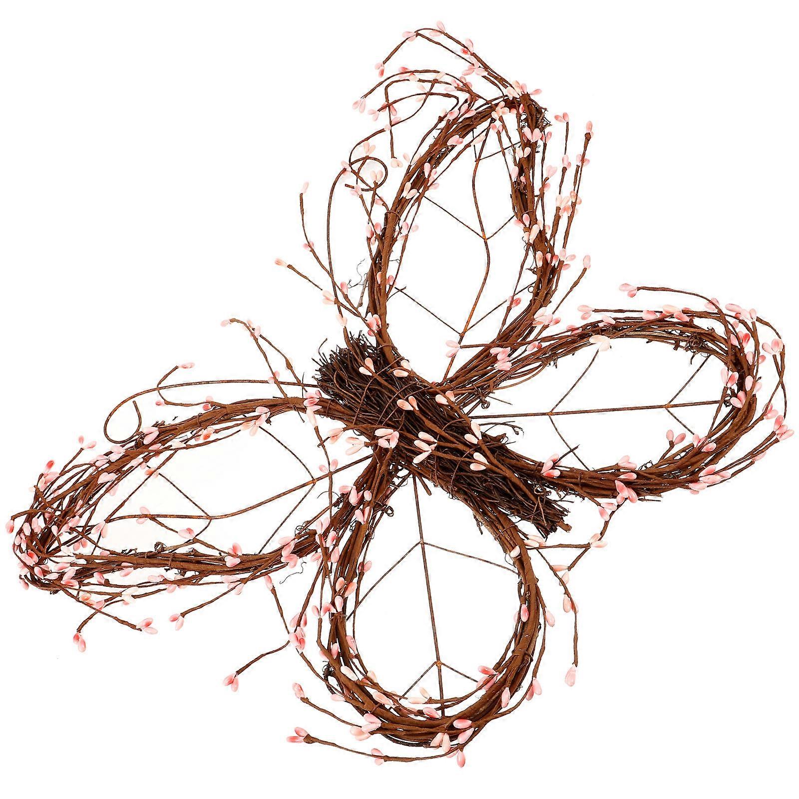 Hand Woven Butterfly Rattan Wreath for Indoor Use 2Pcs Set
