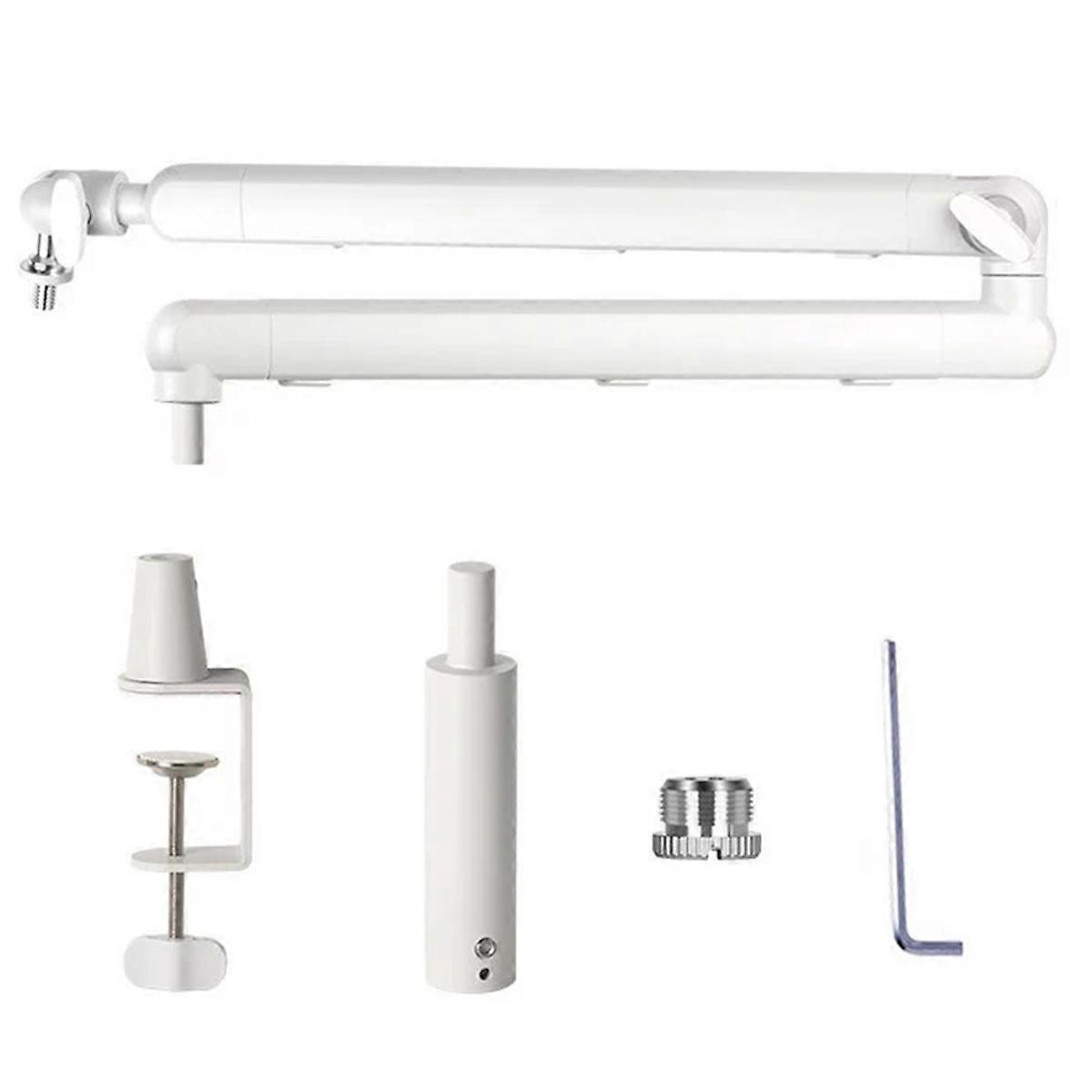 Mikrofoniteline, pöytä, raskaaseen käyttöön tarkoitettu puomivarsi, pöytäkiinnityskisko ja pidennetty korotus, säädettävä mikrofoniteline, pöytä