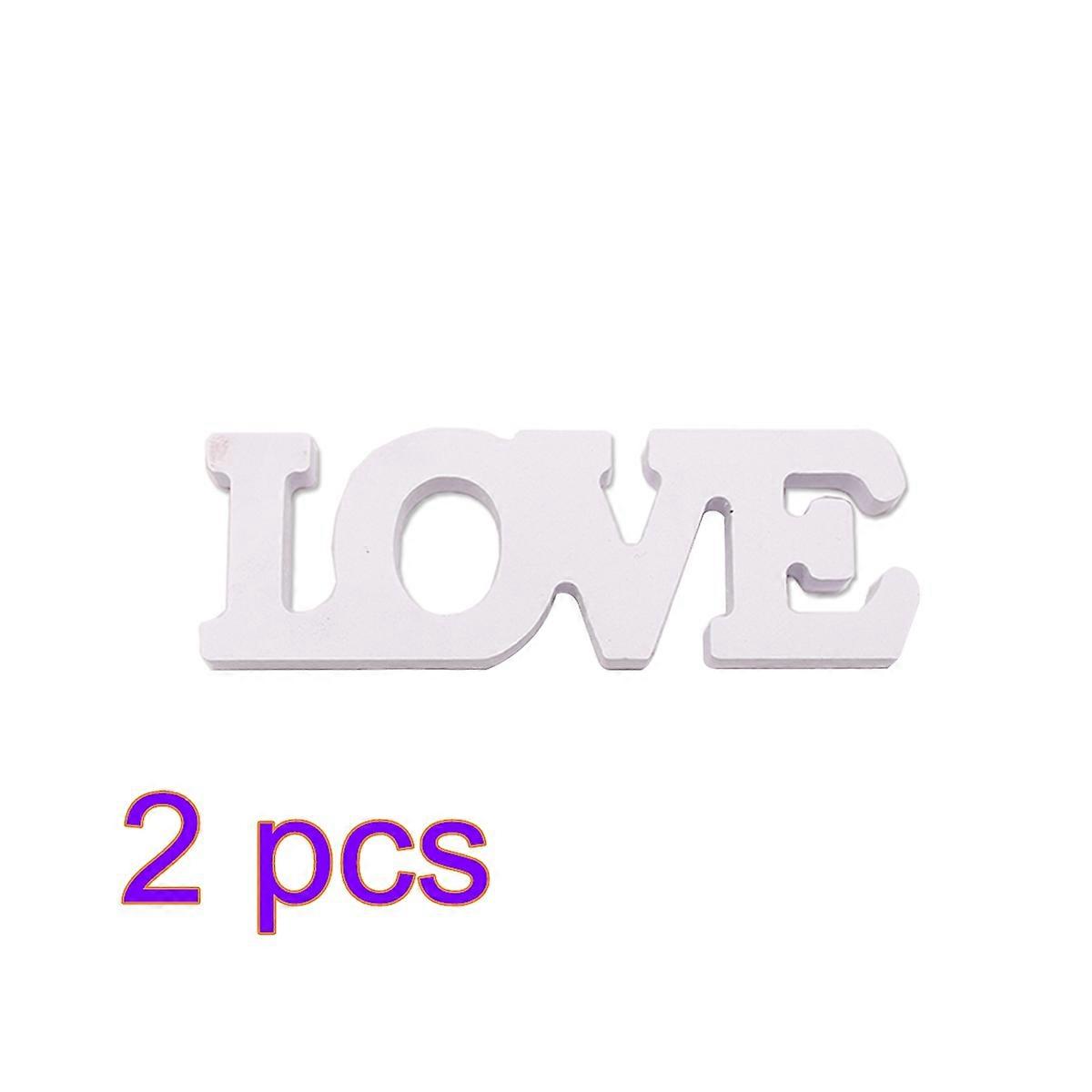 Wedding Party Decor Wood Texture Love Letters for 2Pcs Table Decor