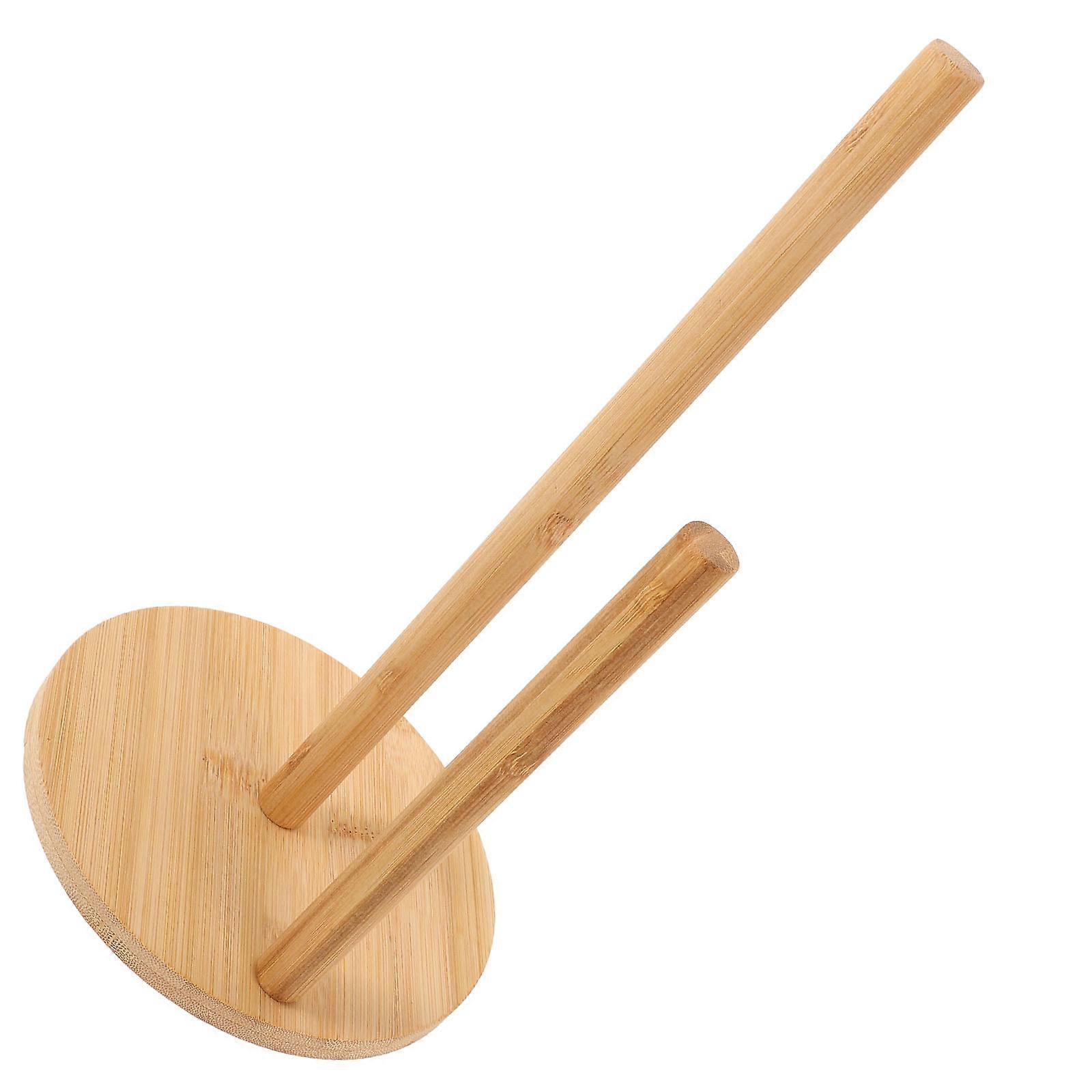 Vertical Roll Paper Holder With Sturdy Wooden Base For Organizing Kitchen Essentials 3Pcs