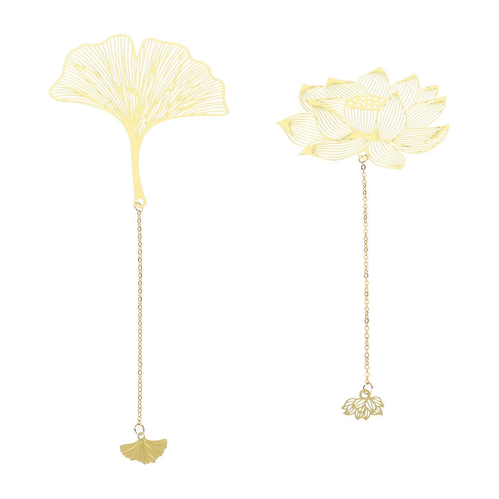 4Pcs Metal Bookmarks with Hollow Leaf Design for Decorative Purpose