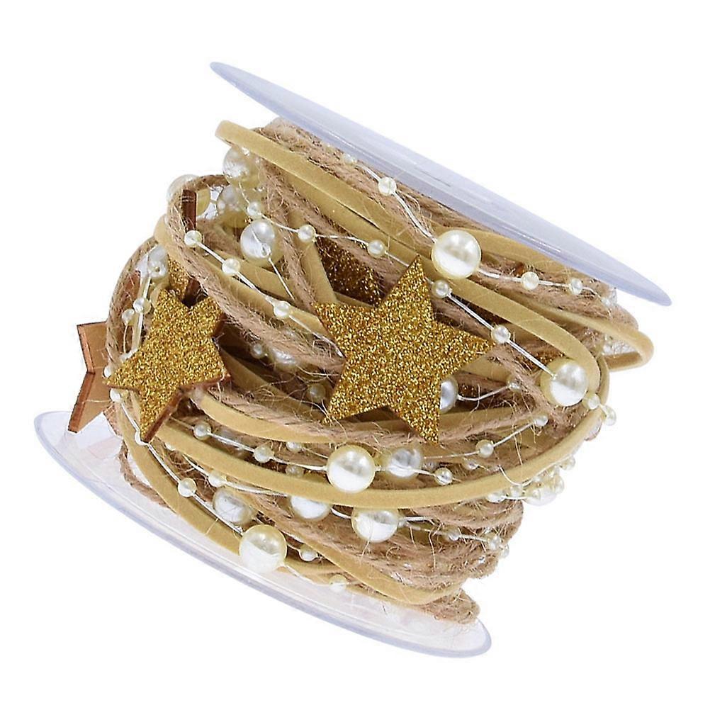 20% Polyester And 40% Plastic Bead Chain Ribbon In Golden 5m Roll Suitable For Invitation Embellishments And Gift Wrapping 2 Rolls