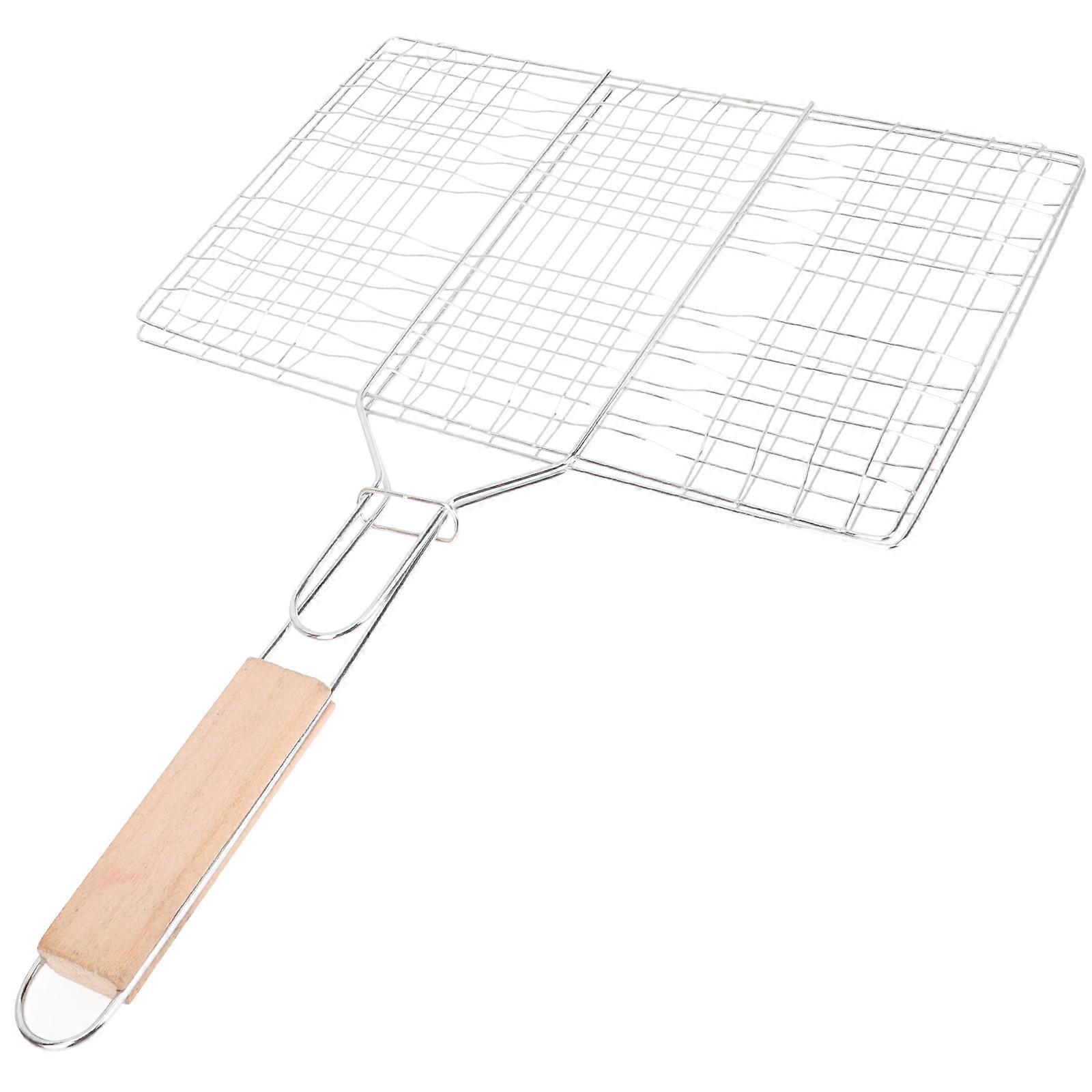 BBQ Grill Basket Net 2Pcs Silver Suitable For Picnic And Camping 16.9X12.2In Versatile Iron Mesh Tool