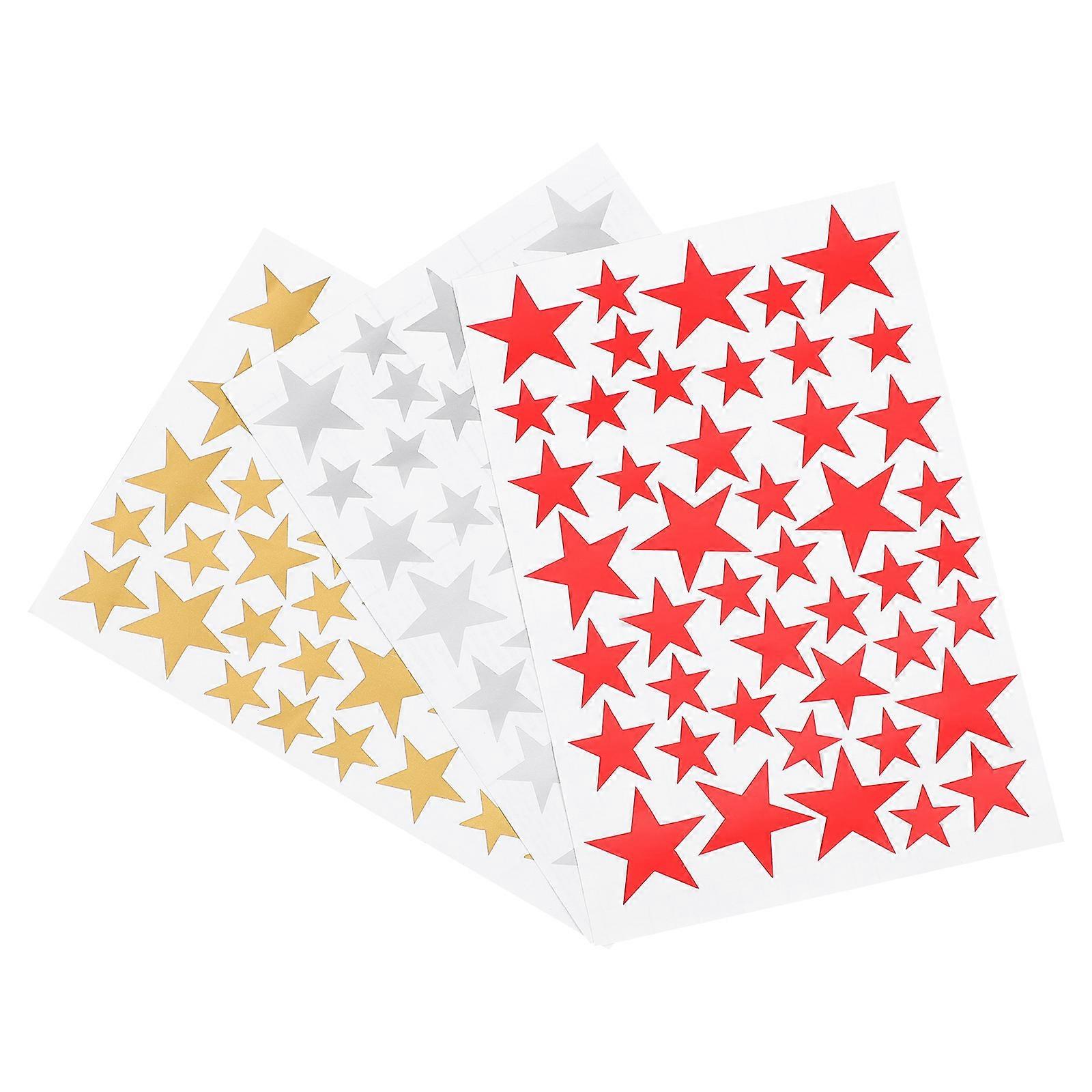 Decorative Wall Sticker Five-Pointed Star Wall Art Decor Pvc Red for 3sheets