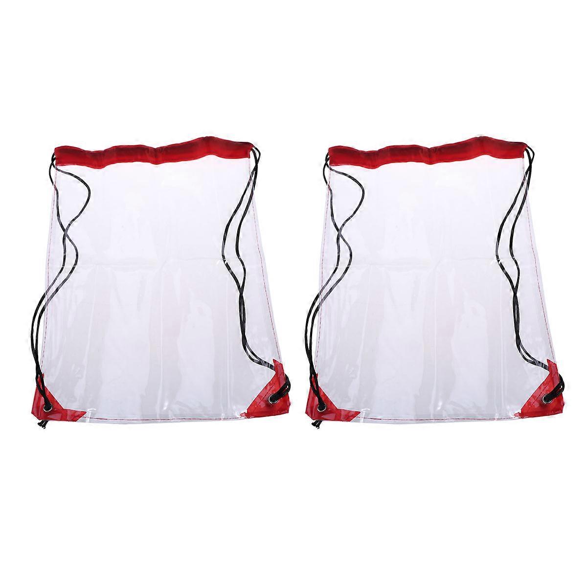 Waterproof Drawstring Bag PVC for Stuff Holding 4Pcs Transparent Red Backpack