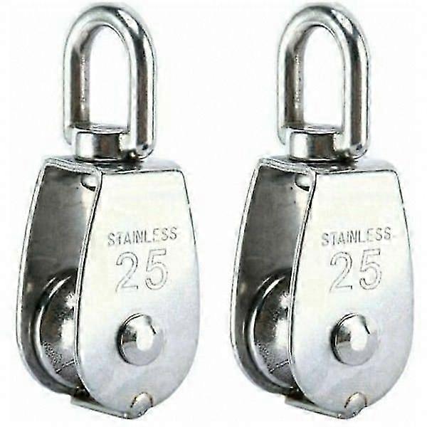 304 Stainless Steel M25 Single Pulley Block, 150kg Load Capacity, Set of 2