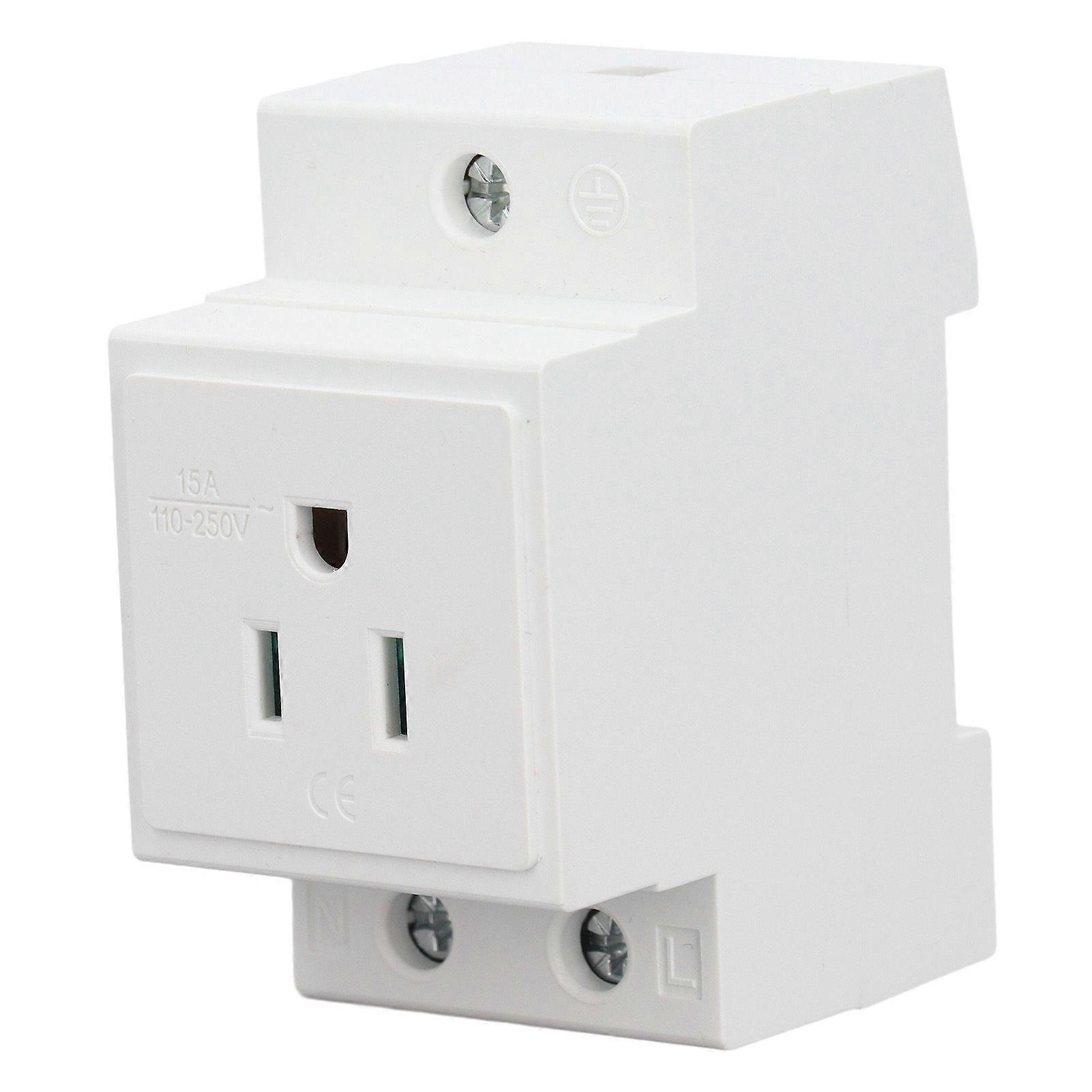 DIN Rail Socket Built in Protective Contact Earthing Contact Outlet for Distribution Panel US AC110250V 15A