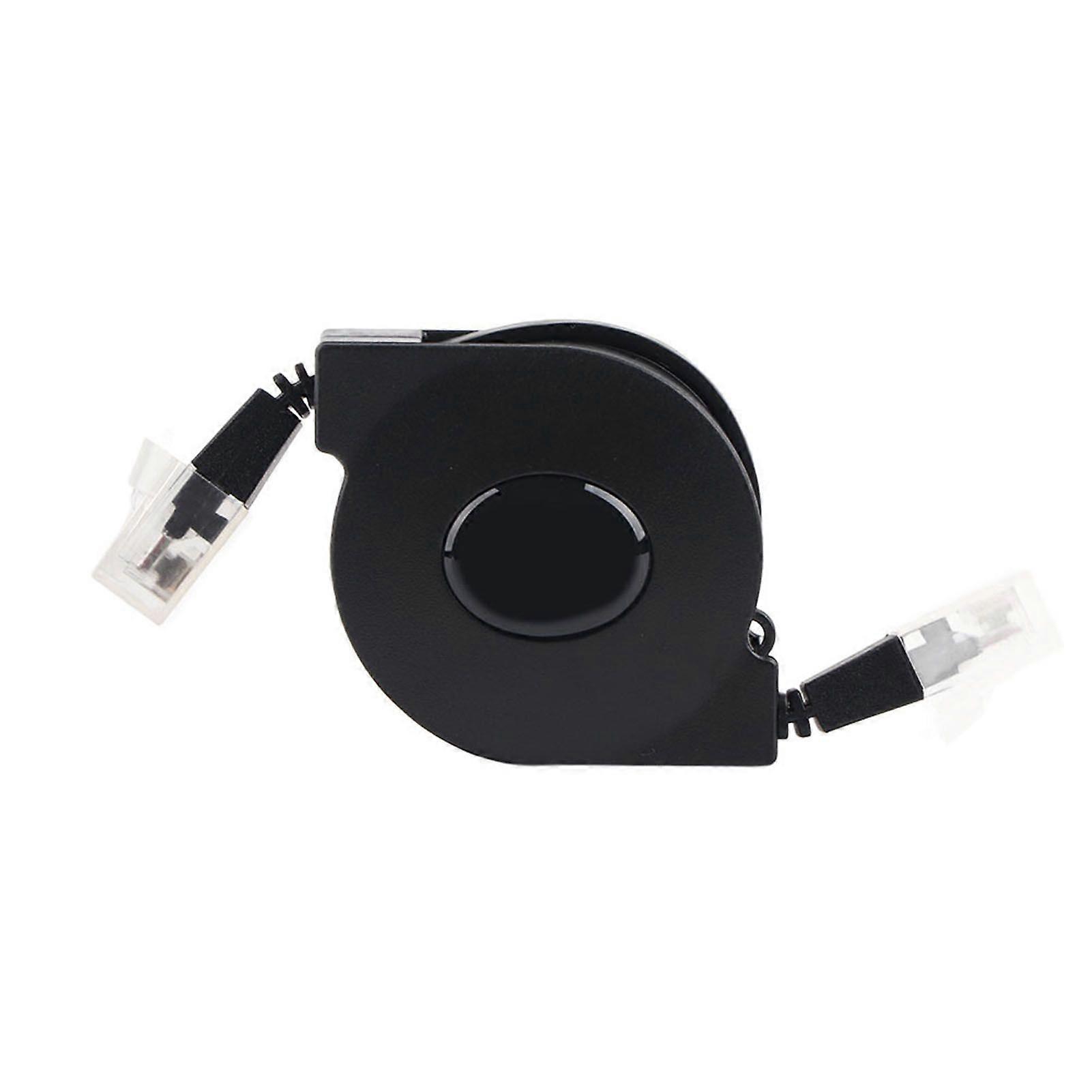 1pc New Adjustable Retractable CAT6 RJ45 Lan Network Cable Cord Black (1m)