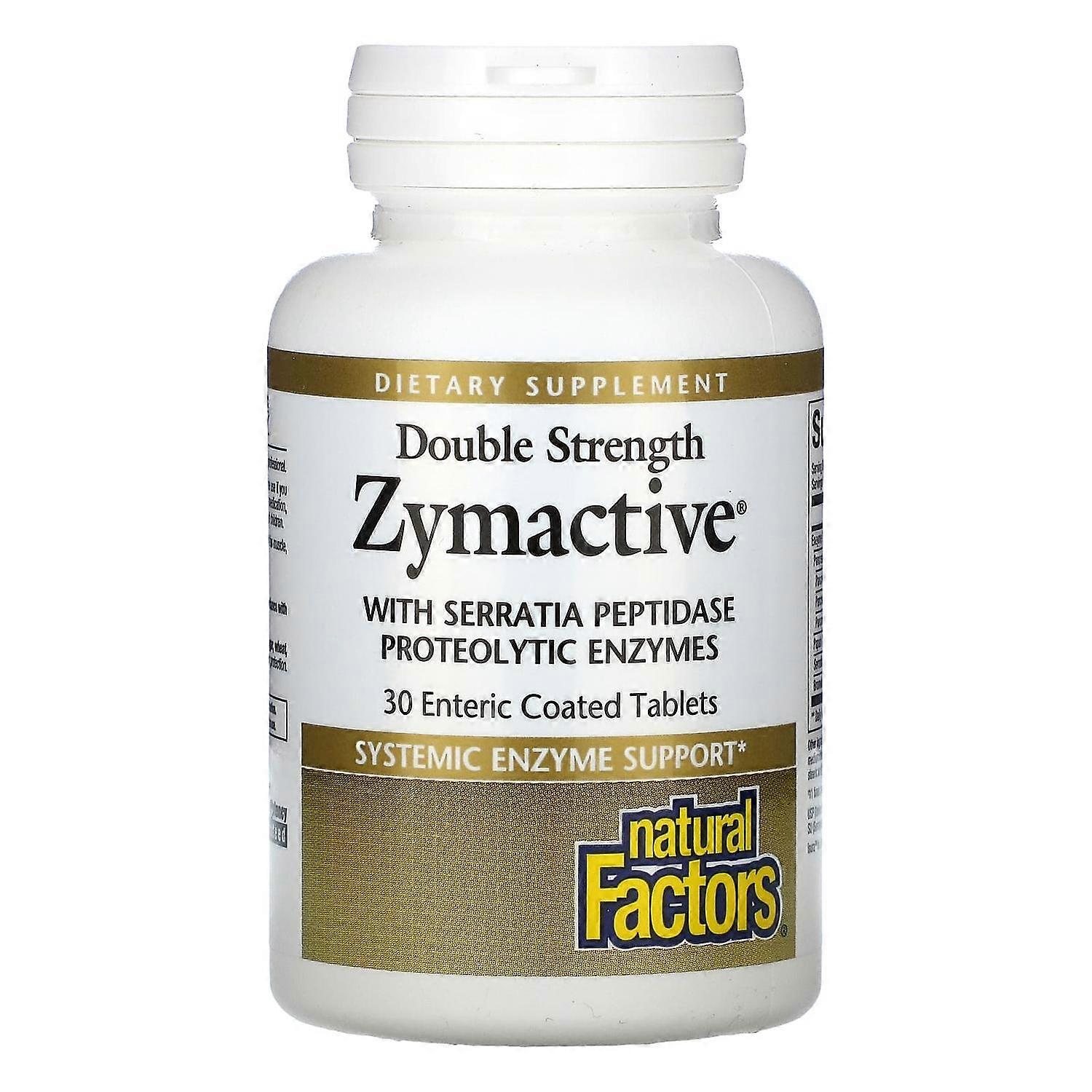 Natural Factors, Double Strength Zymactive, 30 Enteric Coated Tablets