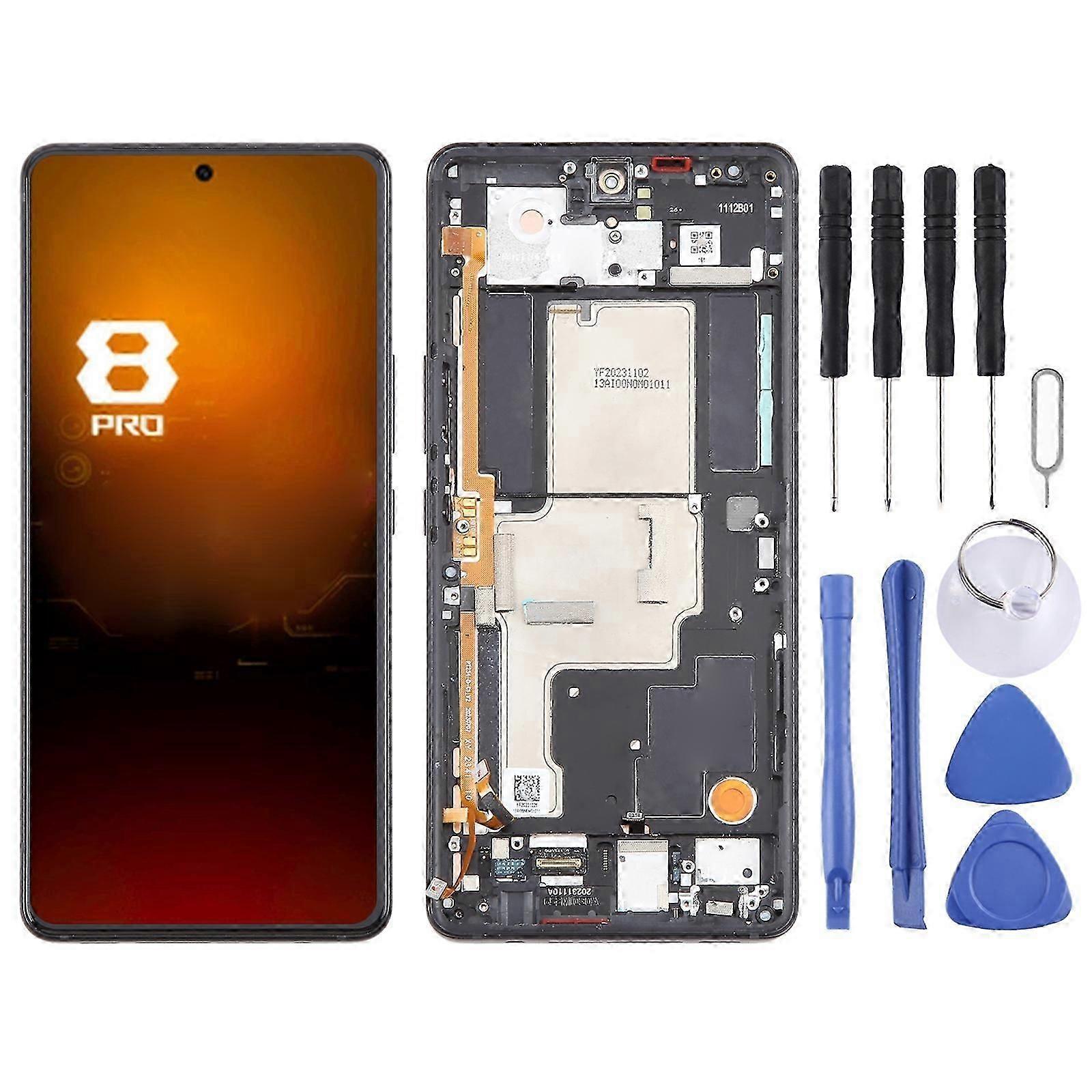 For Asus ROG Phone 8 Pro 5G AI2401 AMOLED COMPATIBLE LCD Screen Digitizer Full Assembly with Frame (Black)