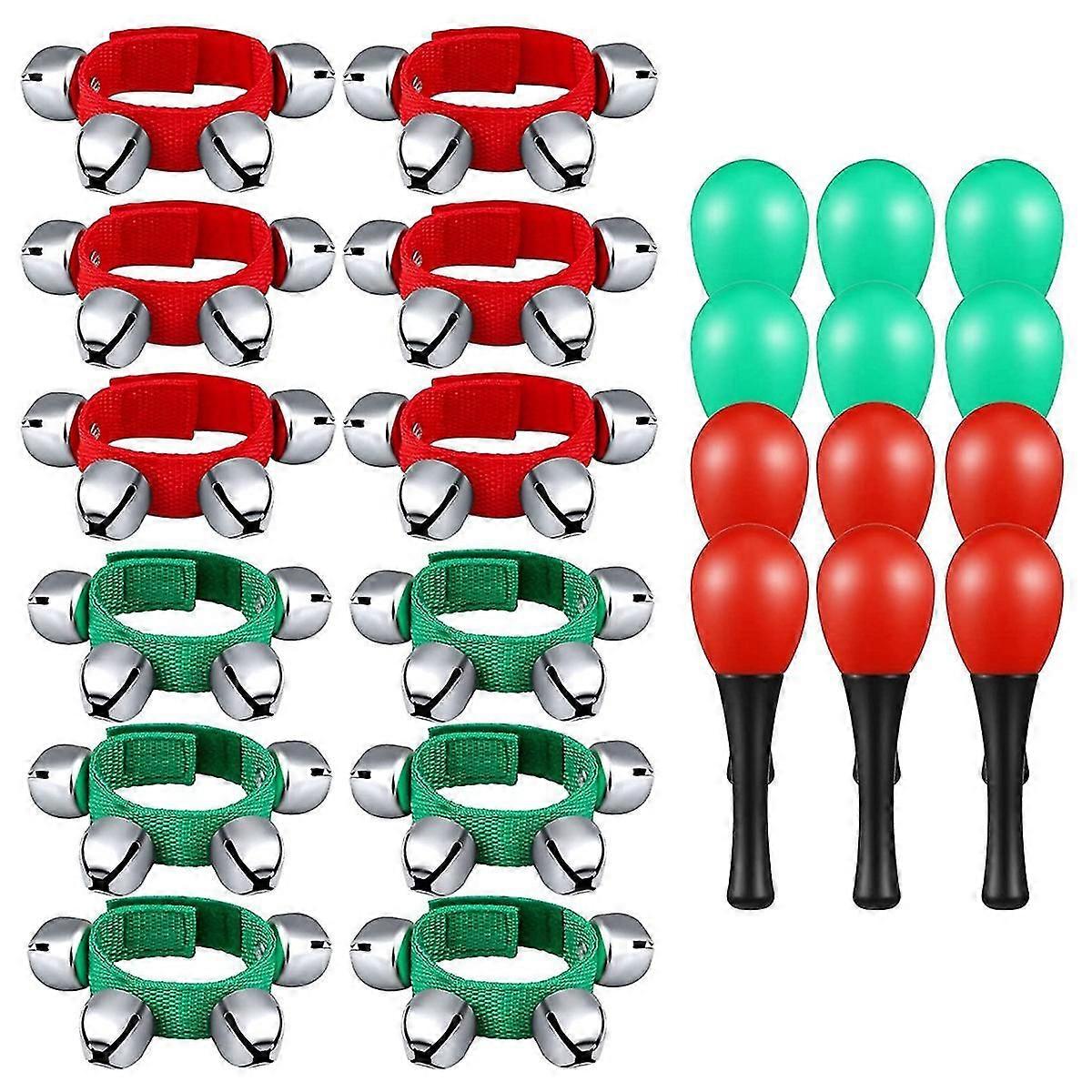 24pcs Orff Musical Instruments 12 Egg Shaker And 12 Adjustable Wrist Hand Band ,christmas Parties